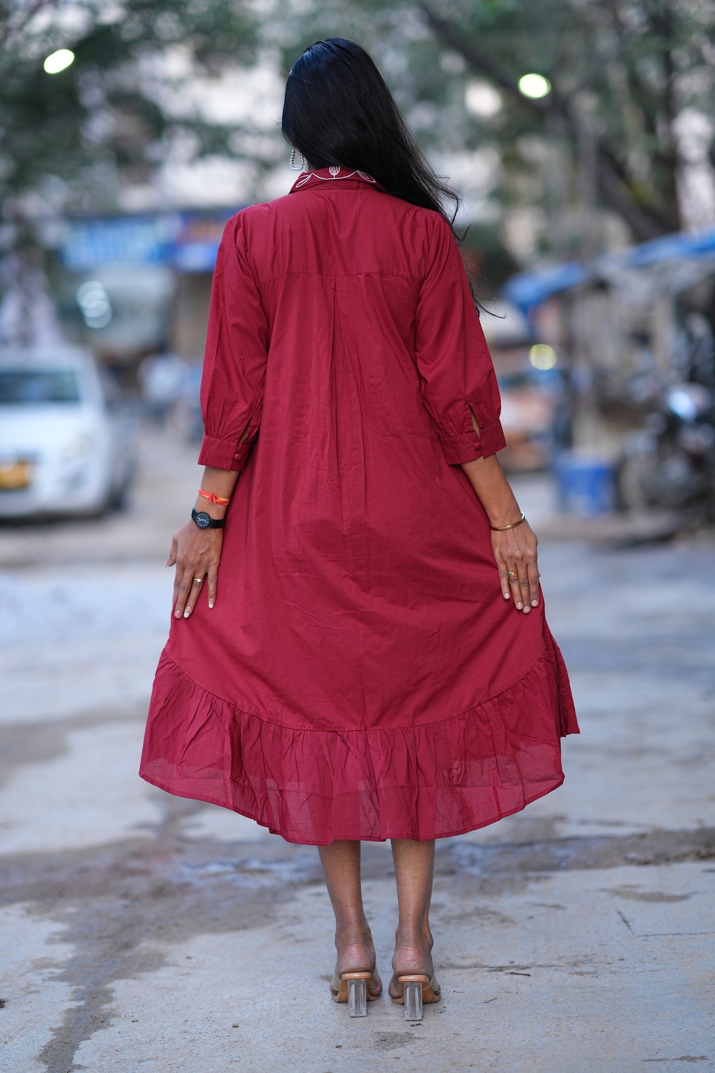 Jaipur Cotton Red Color Designer Frock