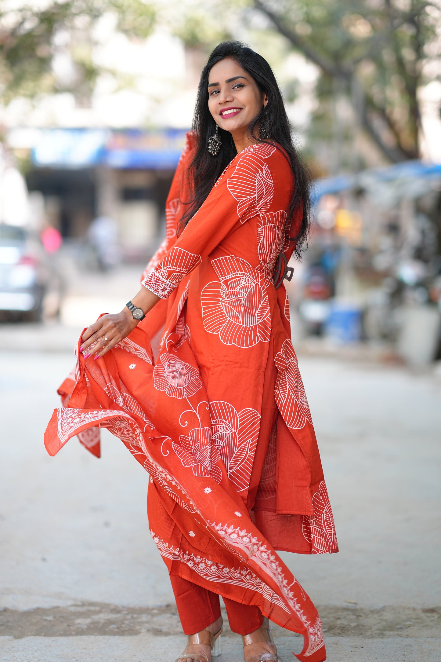 Orange Color Office Wear Collection in jaipur Cotton With Lining