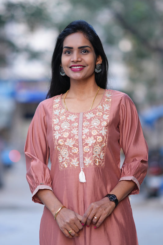 Rusy Orange Color Party Wear Cordset