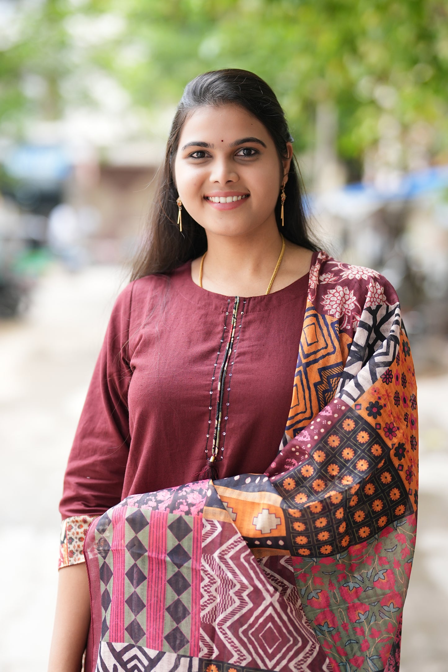 Maroon Color Heavy Jaipur Cotton 3 Piece Set