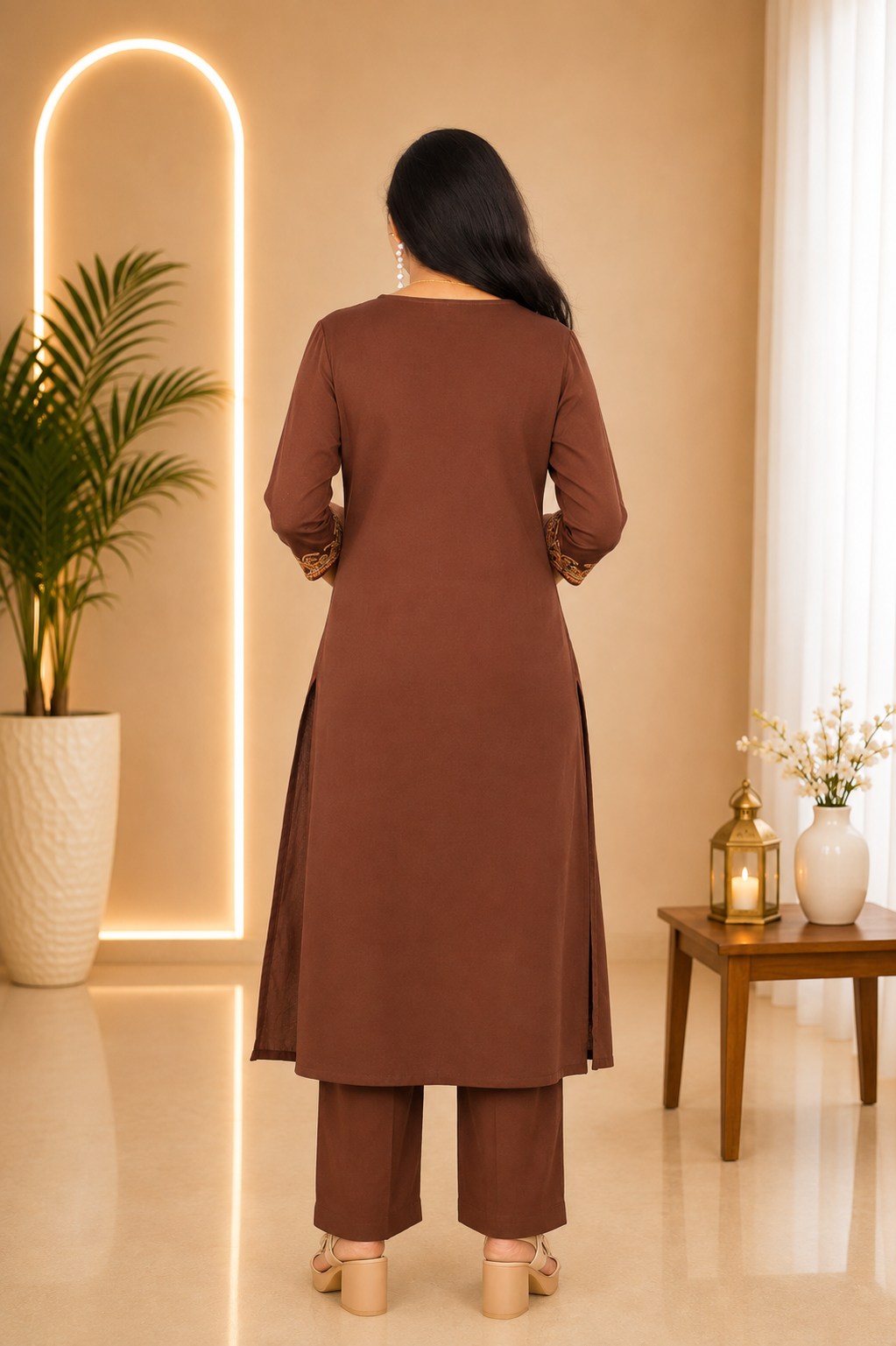 Brown Color Jaipur cotton Designer Wear Cordset