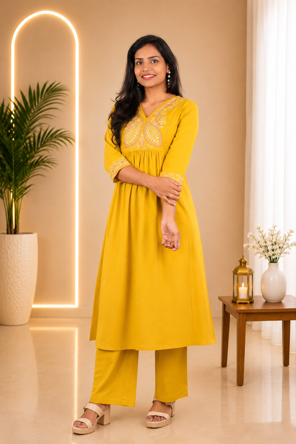 Yellow Color Jaipur cotton Designer Wear Cordset
