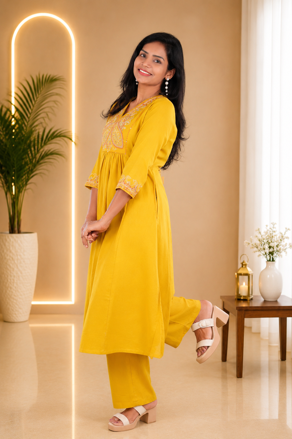 Yellow Color Jaipur cotton Designer Wear Cordset