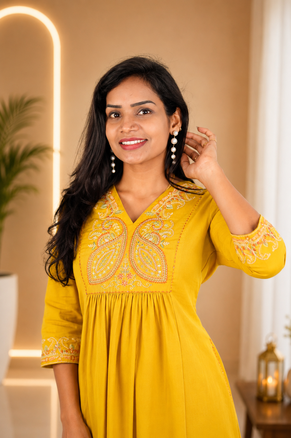 Yellow Color Jaipur cotton Designer Wear Cordset