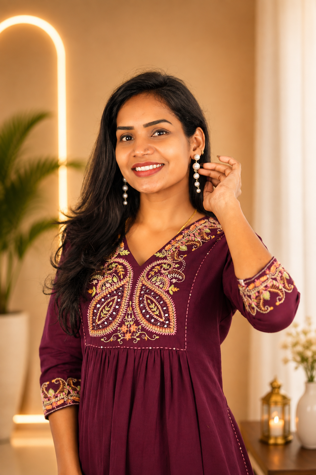 Maroon Color Jaipur cotton Designer Wear Cordset