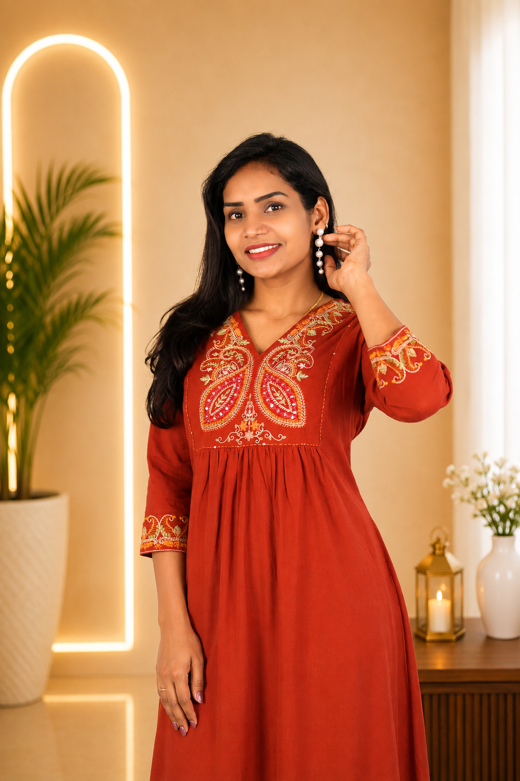 Red Color Jaipur cotton Designer Wear Cordset