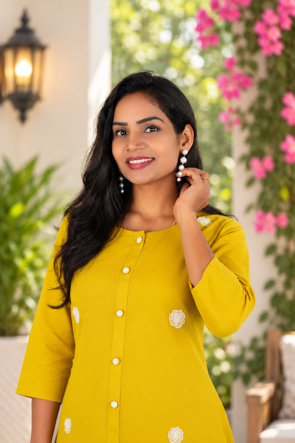 Mustard Yellow Jaipur Cotton Embroidered Cord Set