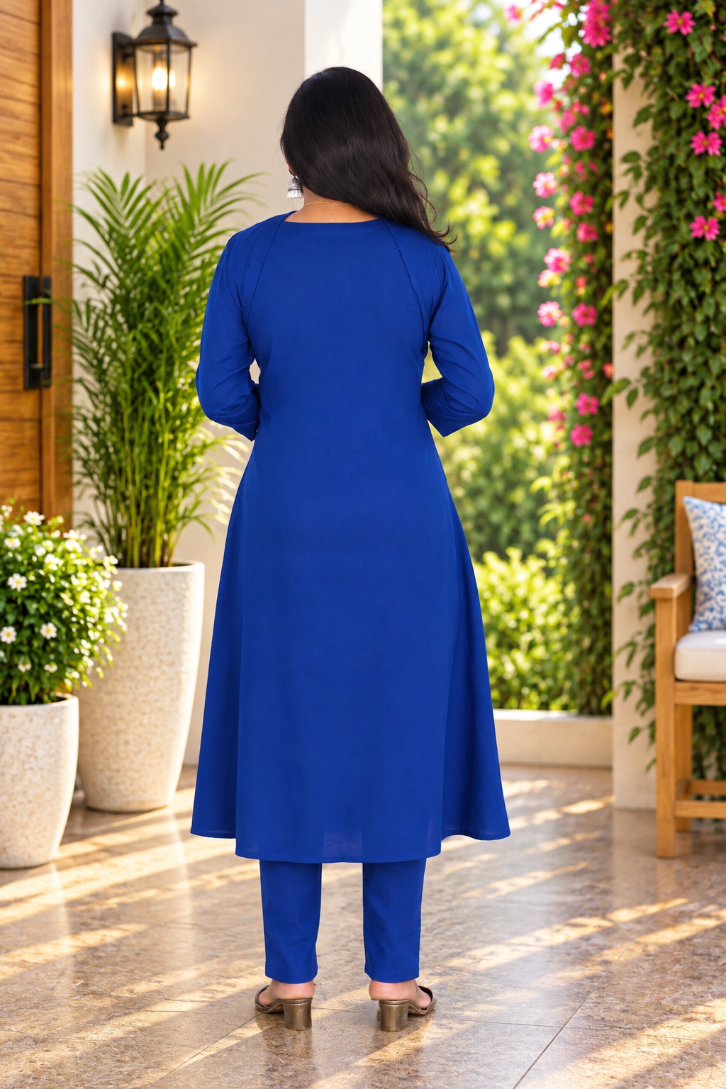Royal Blue Jaipur Cotton Designer Embroidered 3 Piece Set With Lining