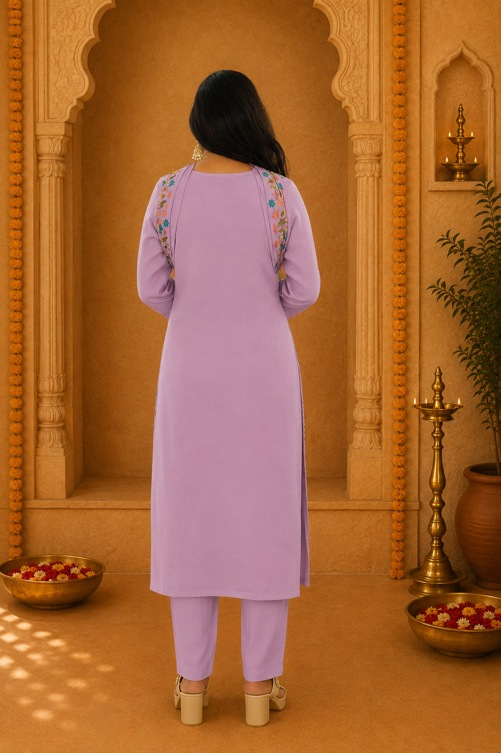 Purple Color Mul Chanderi Party Wear 3 Piece set With Complete Lining