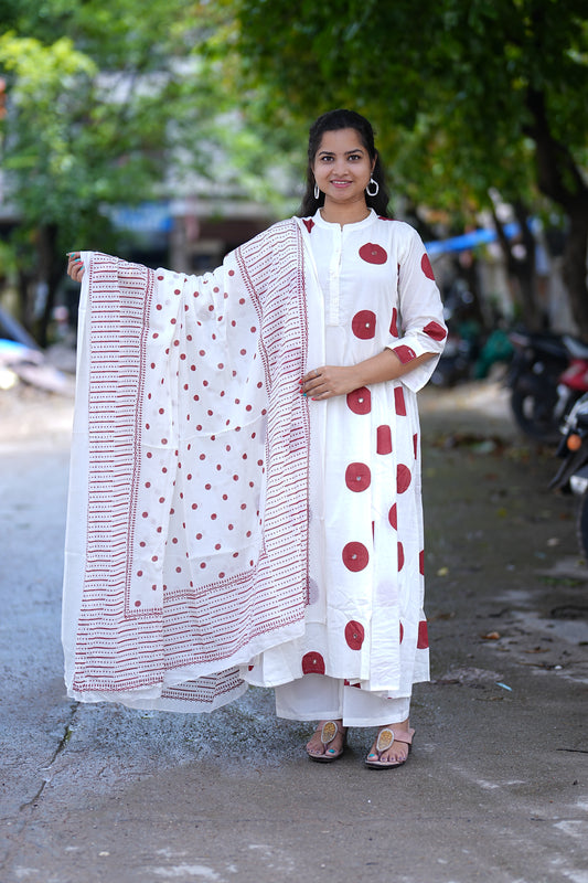 Pure Mul Cotton A Line 3 Piece Set With Complete Lining