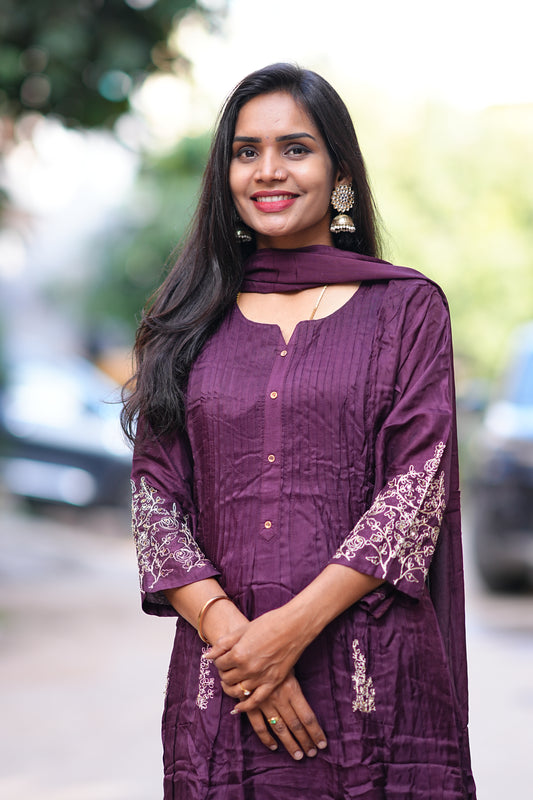 Marron Color Festive Wear Disigner Wear 3 Piece Set