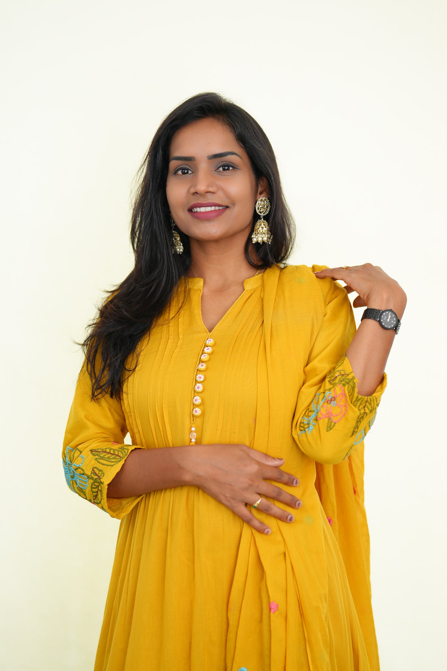 Yellow Color Party Wear 3 Piece Set With Embroidery Work and Complete Lining