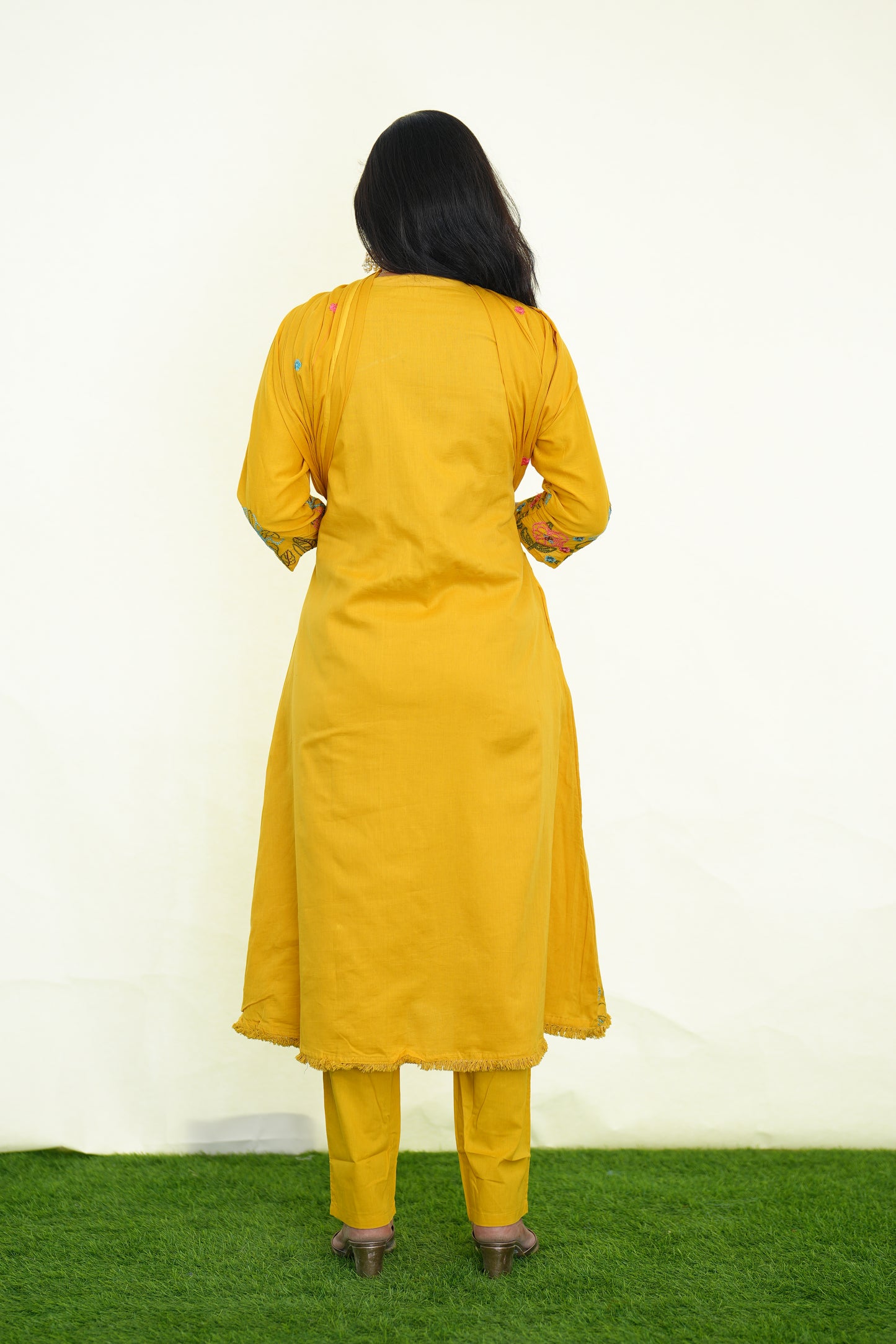 Yellow Color Party Wear 3 Piece Set With Embroidery Work and Complete Lining