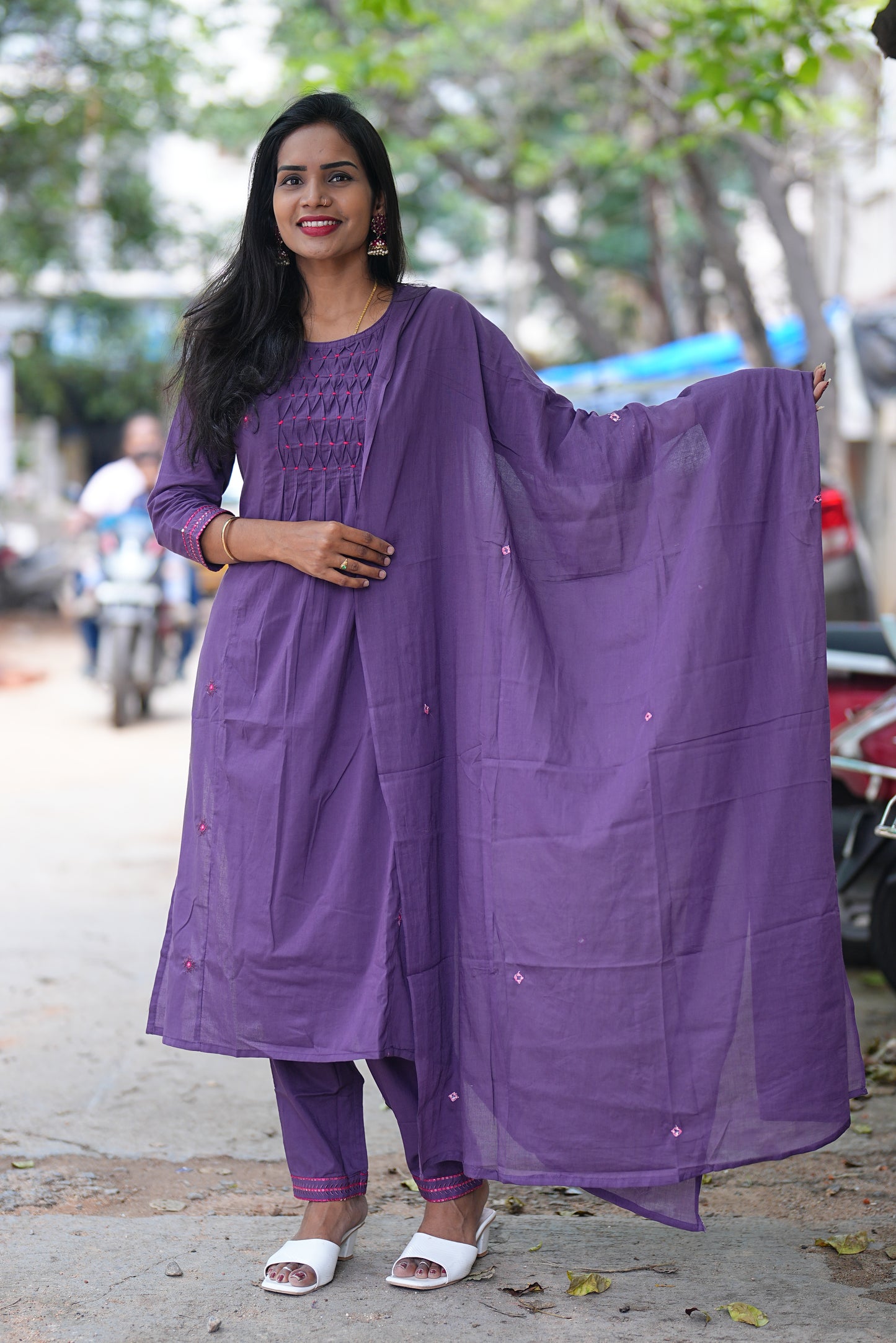 Purple Color Jaipur Cotton 3 Piece Set