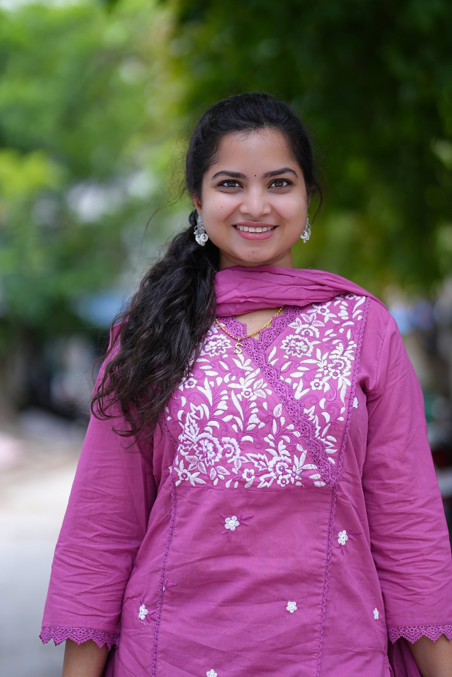 Pink Color Jaipuri Cotton 3 Piece Set With Thread Embroidery Work