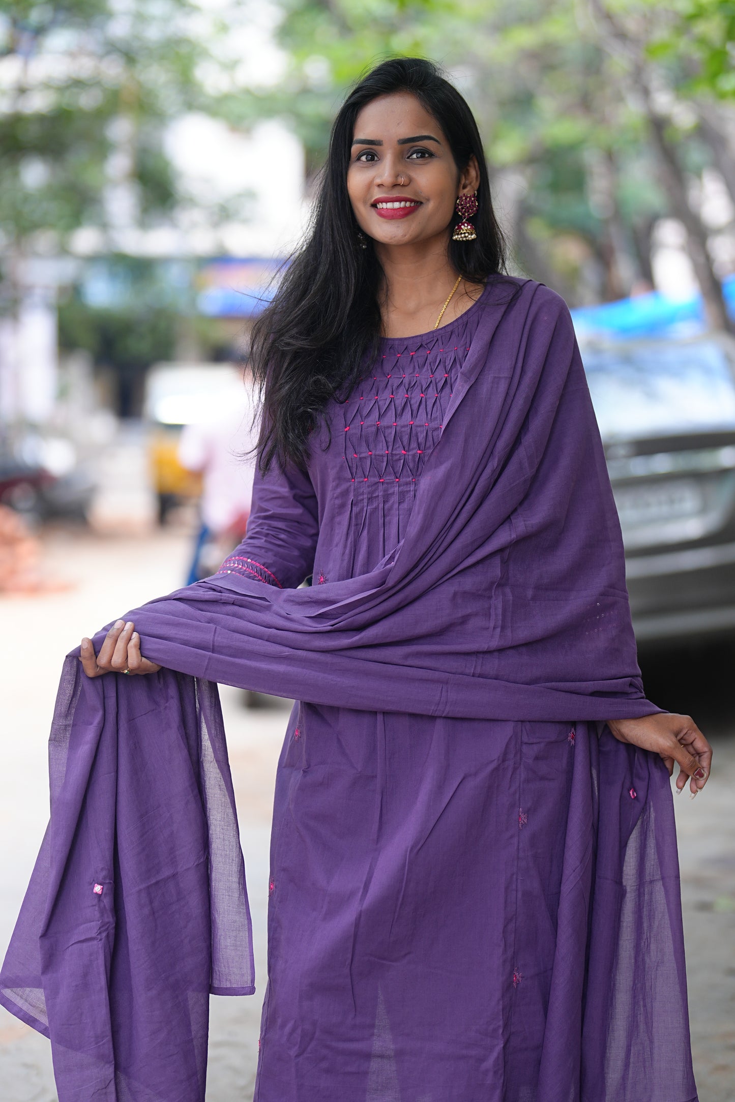 Purple Color Jaipur Cotton 3 Piece Set