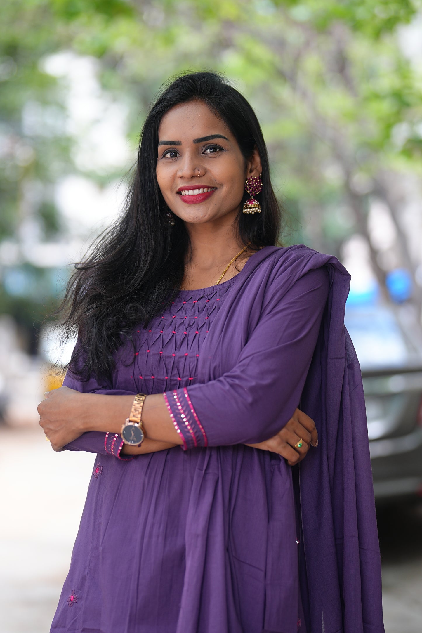 Purple Color Jaipur Cotton 3 Piece Set