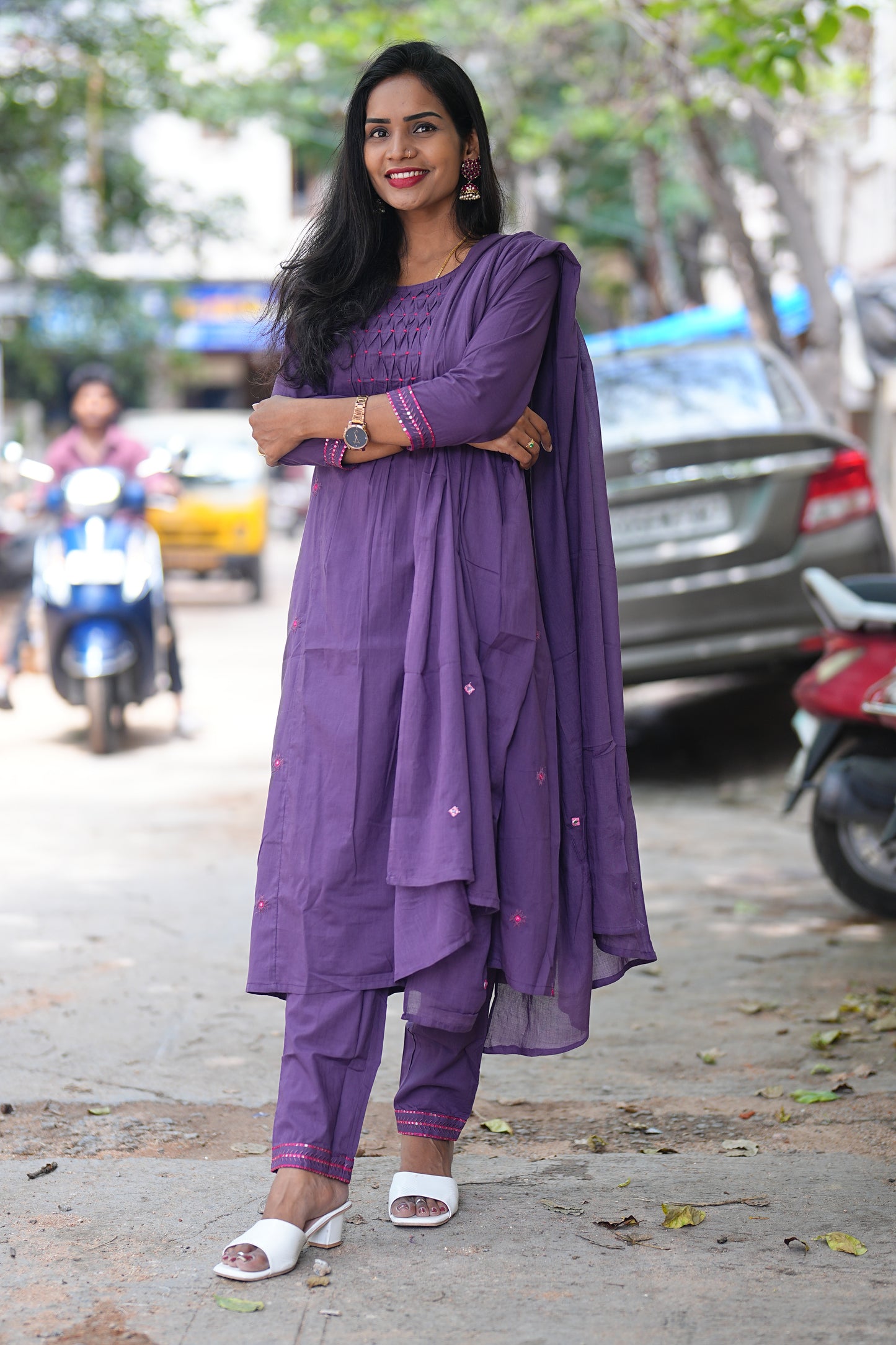 Purple Color Jaipur Cotton 3 Piece Set