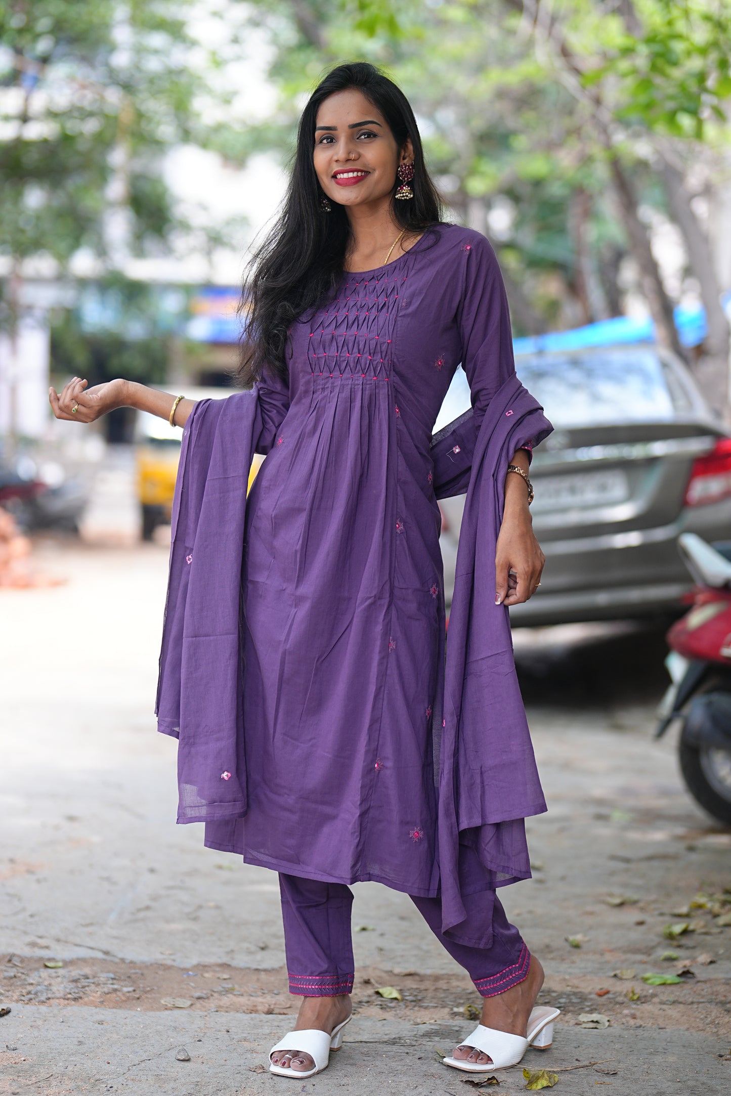 Purple Color Jaipur Cotton 3 Piece Set