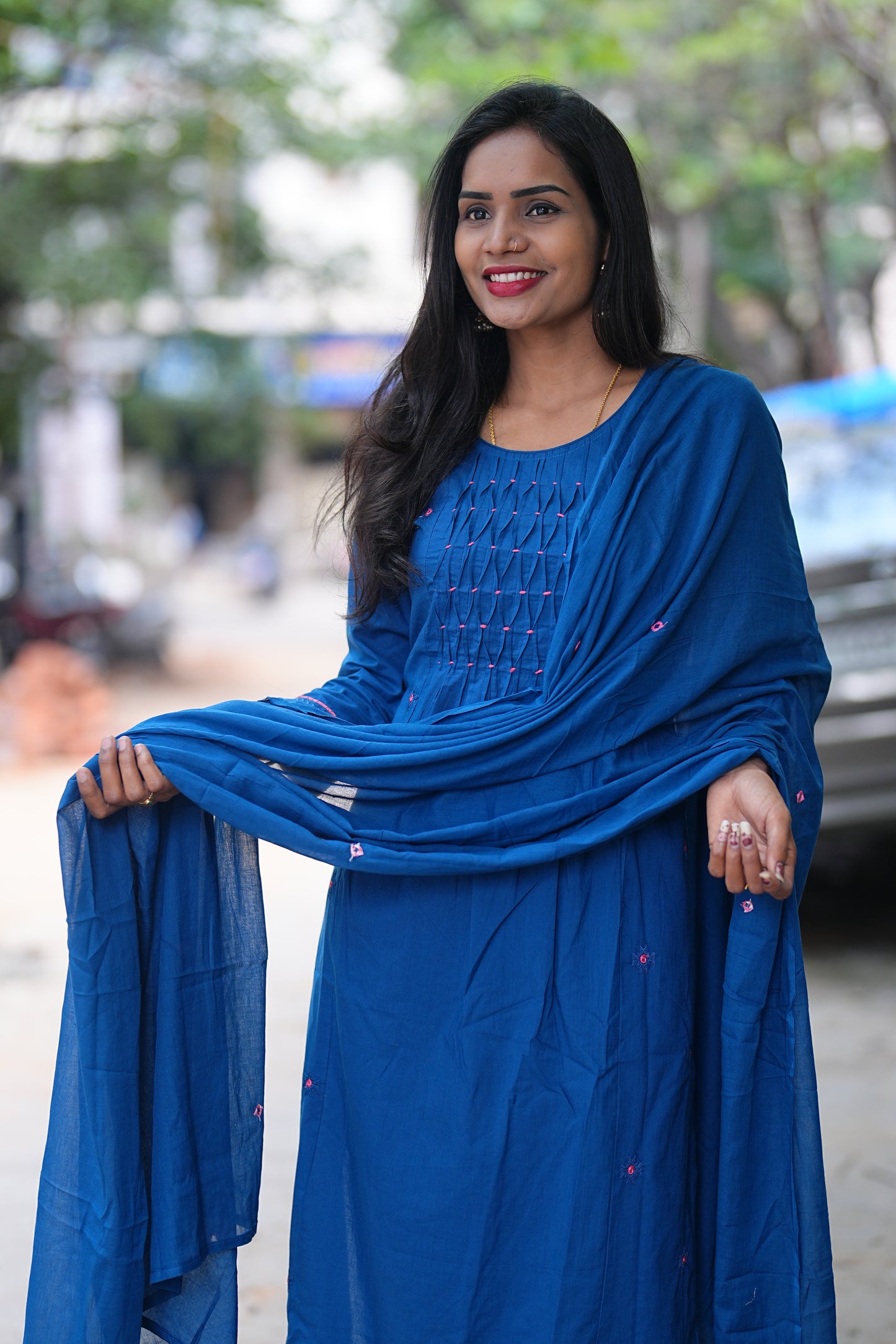 Blue Color Jaipur Cotton 3 Piece Set