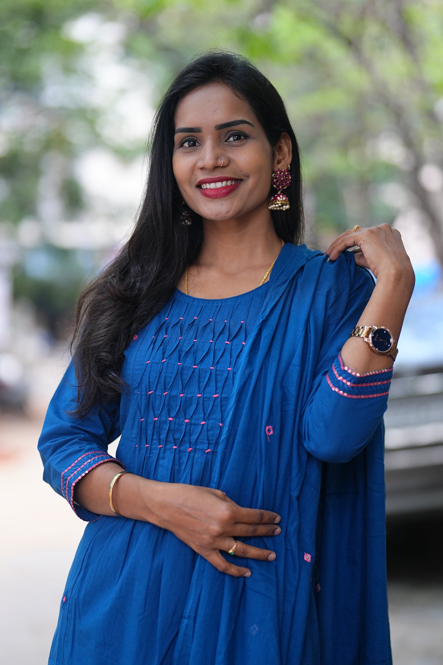 Blue Color Jaipur Cotton 3 Piece Set