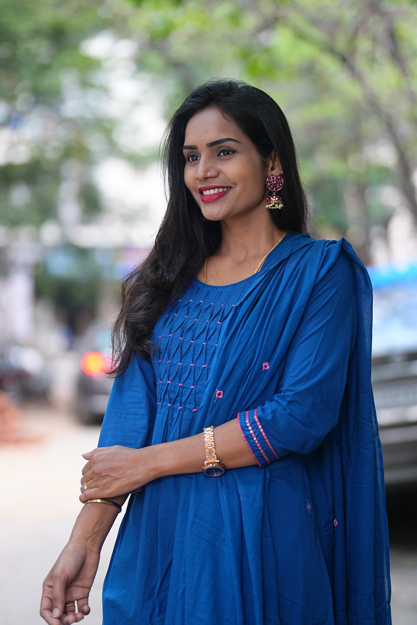 Blue Color Jaipur Cotton 3 Piece Set