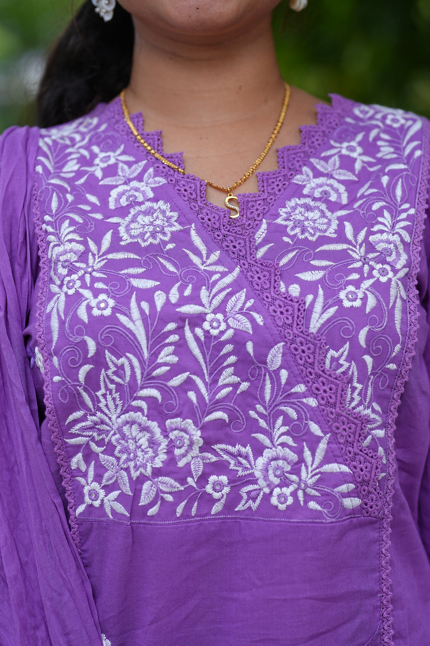 Purple Color Jaipuri Cotton 3 Piece Set With Thread Embroidery Work