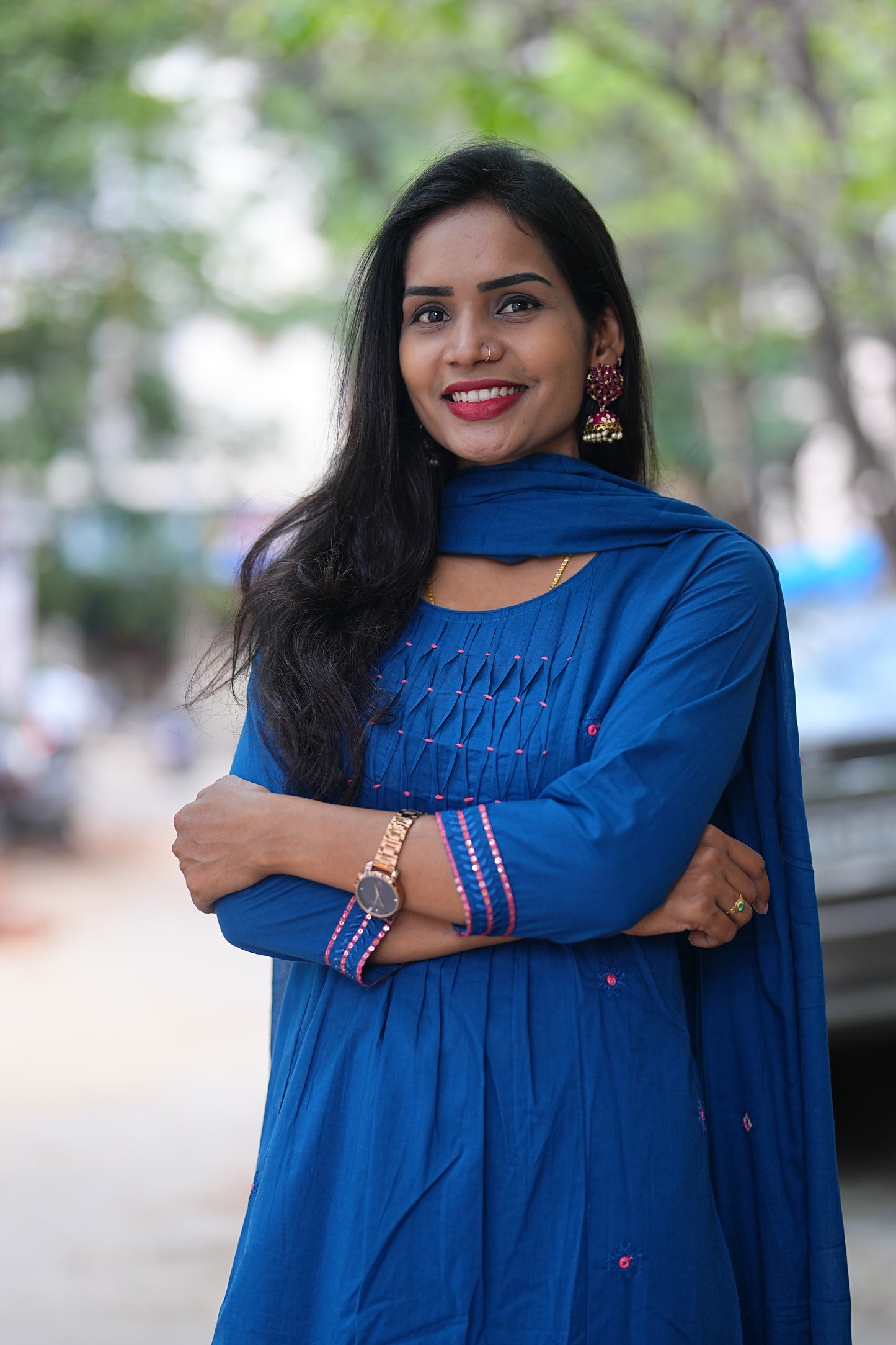 Blue Color Jaipur Cotton 3 Piece Set