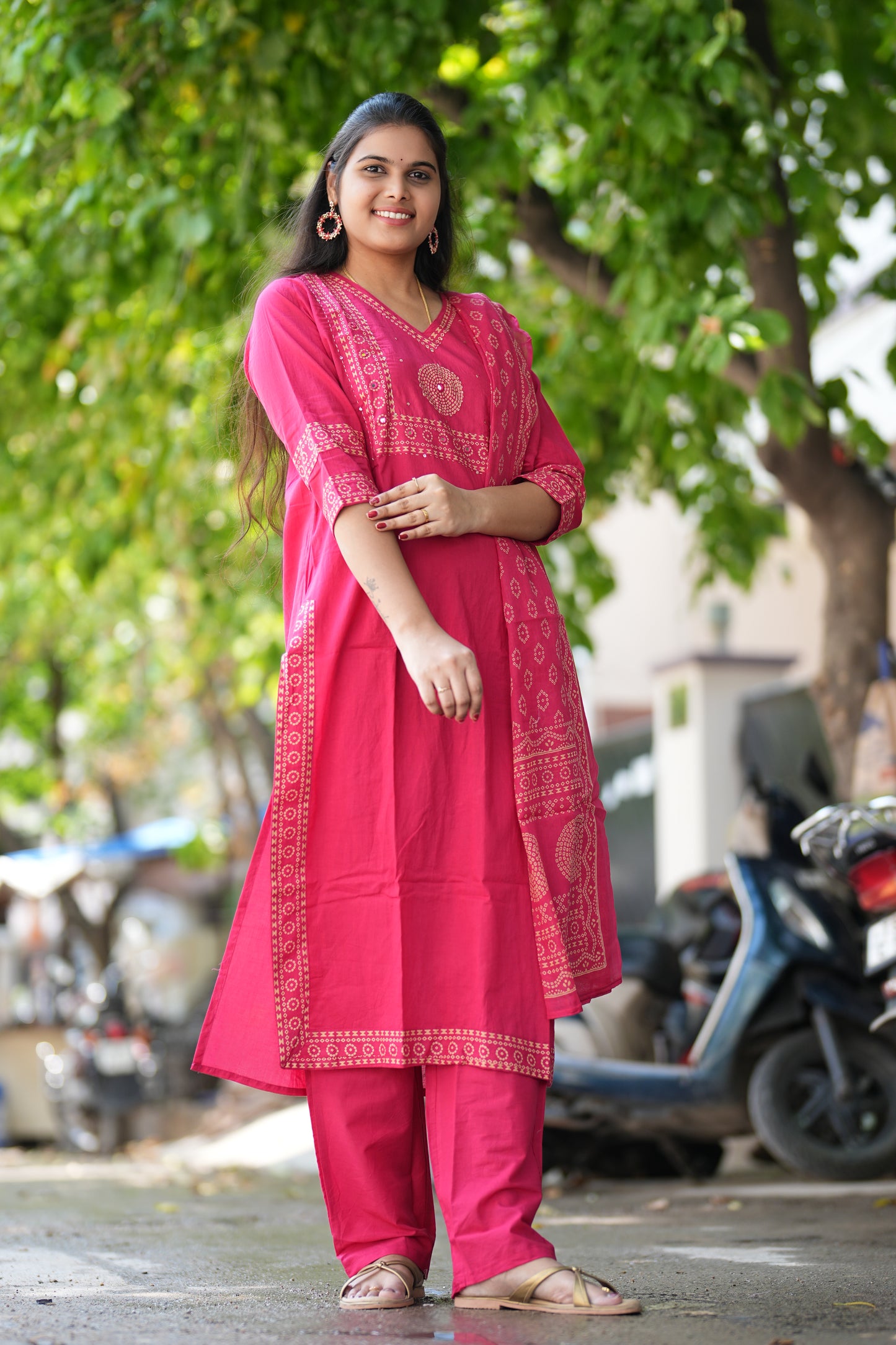 Jaipur Cotton Pink Color 3 Piece Set