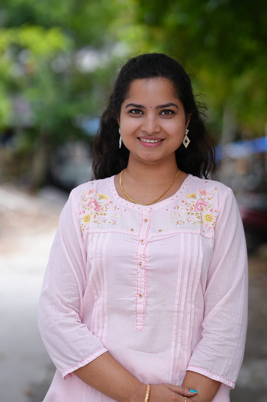 Pink Color Pure Mul Mul Cotton Cord Set With Complete Lining