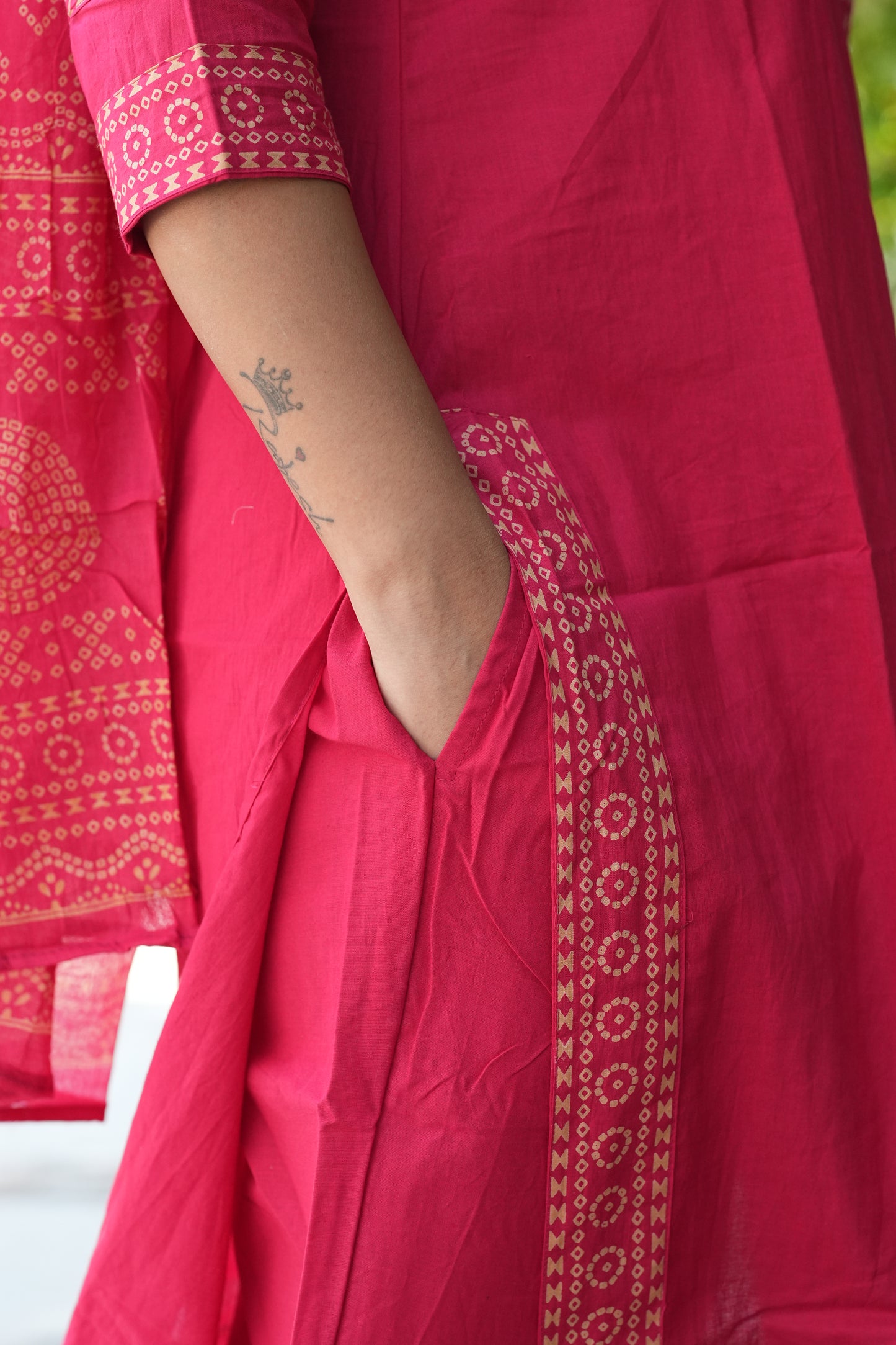 Jaipur Cotton Pink Color 3 Piece Set