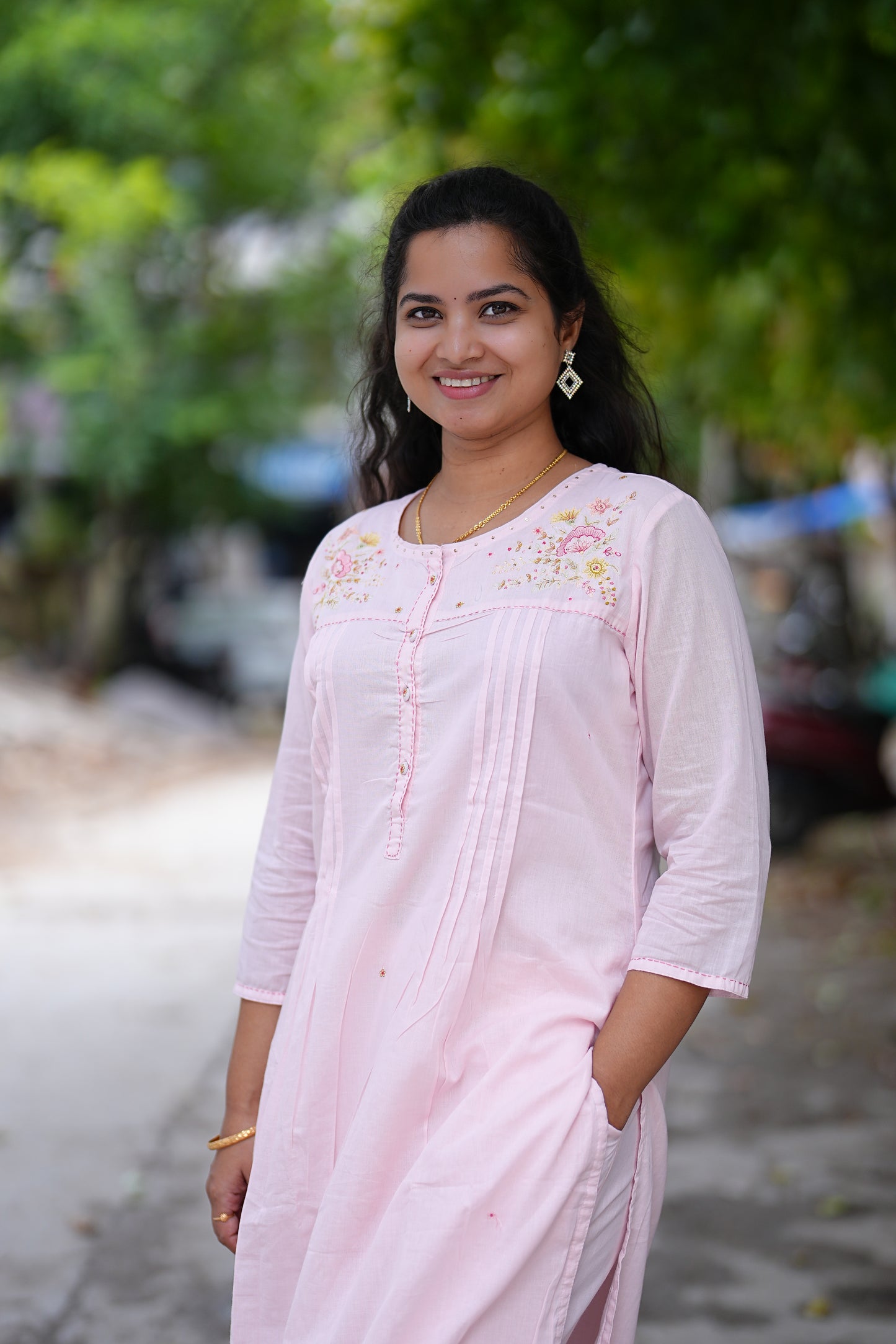 Pink Color Pure Mul Mul Cotton Cord Set With Complete Lining