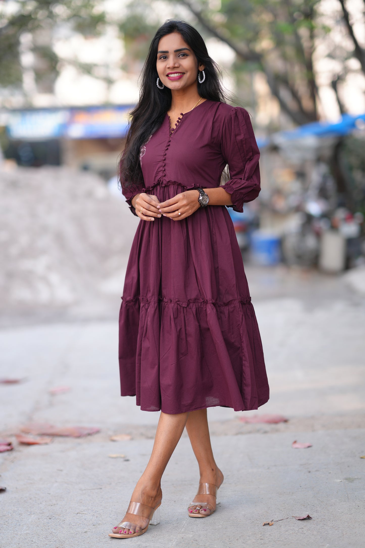 Brown Color Jaipuri Cotton Frock