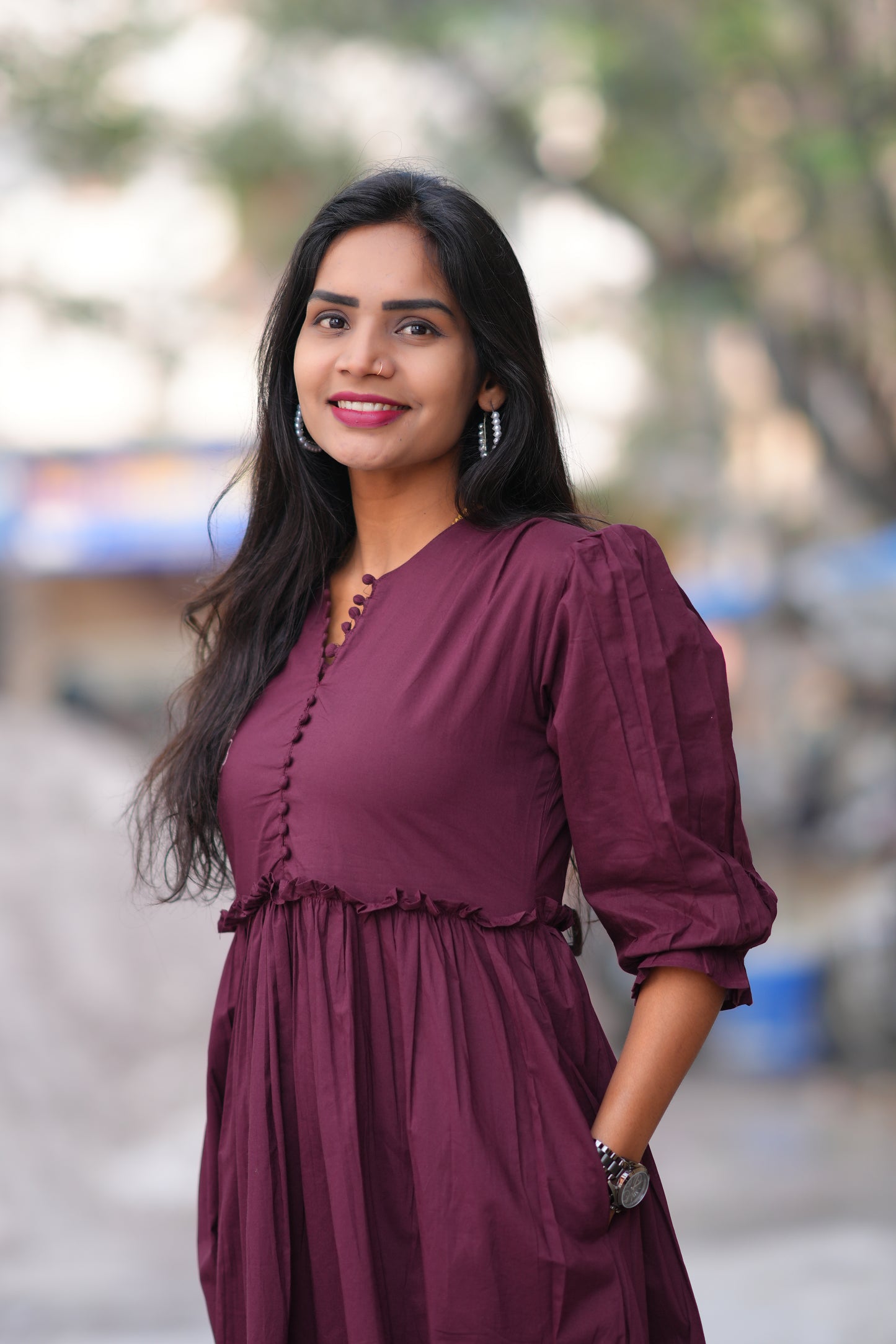 Brown Color Jaipuri Cotton Frock