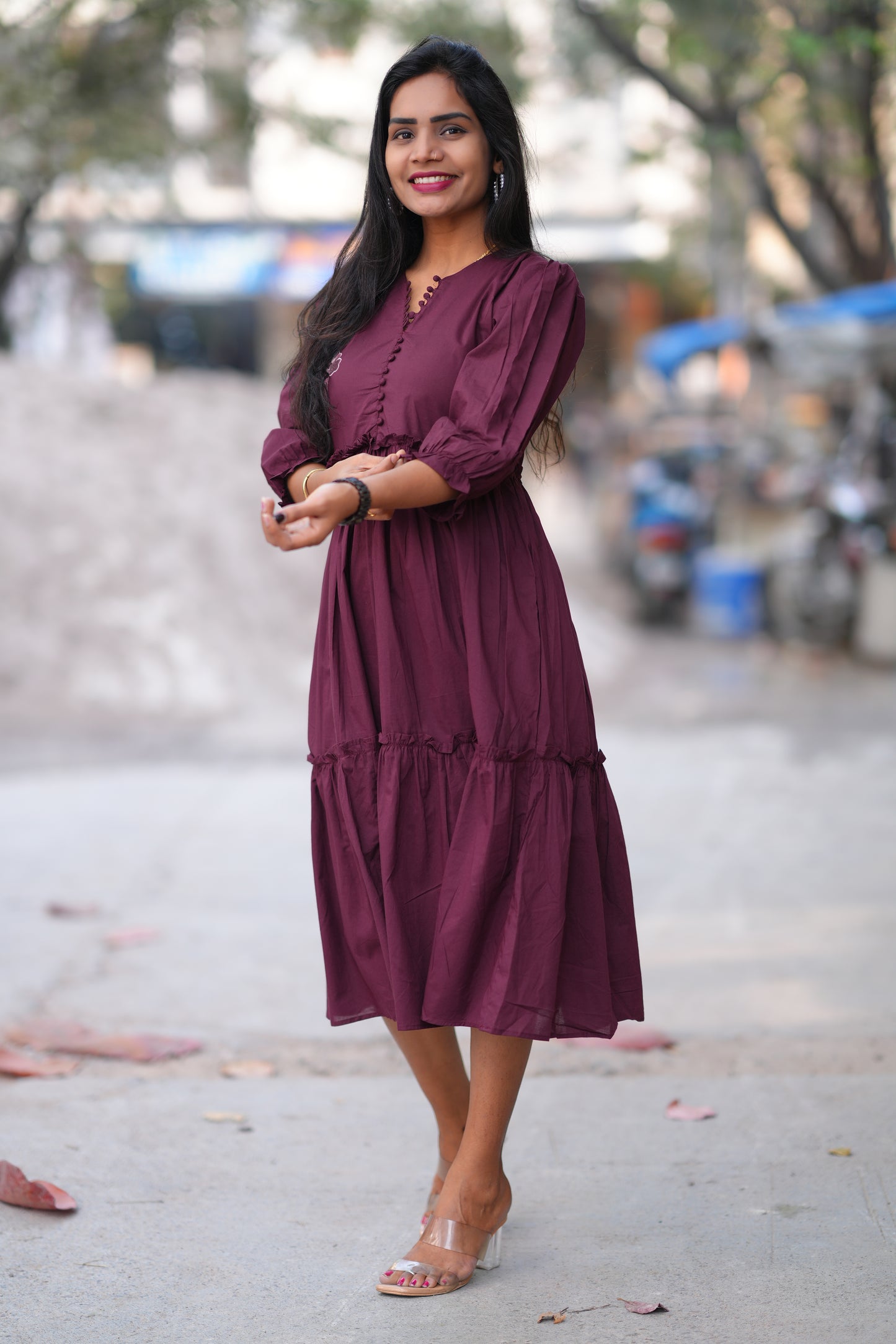 Brown Color Jaipuri Cotton Frock