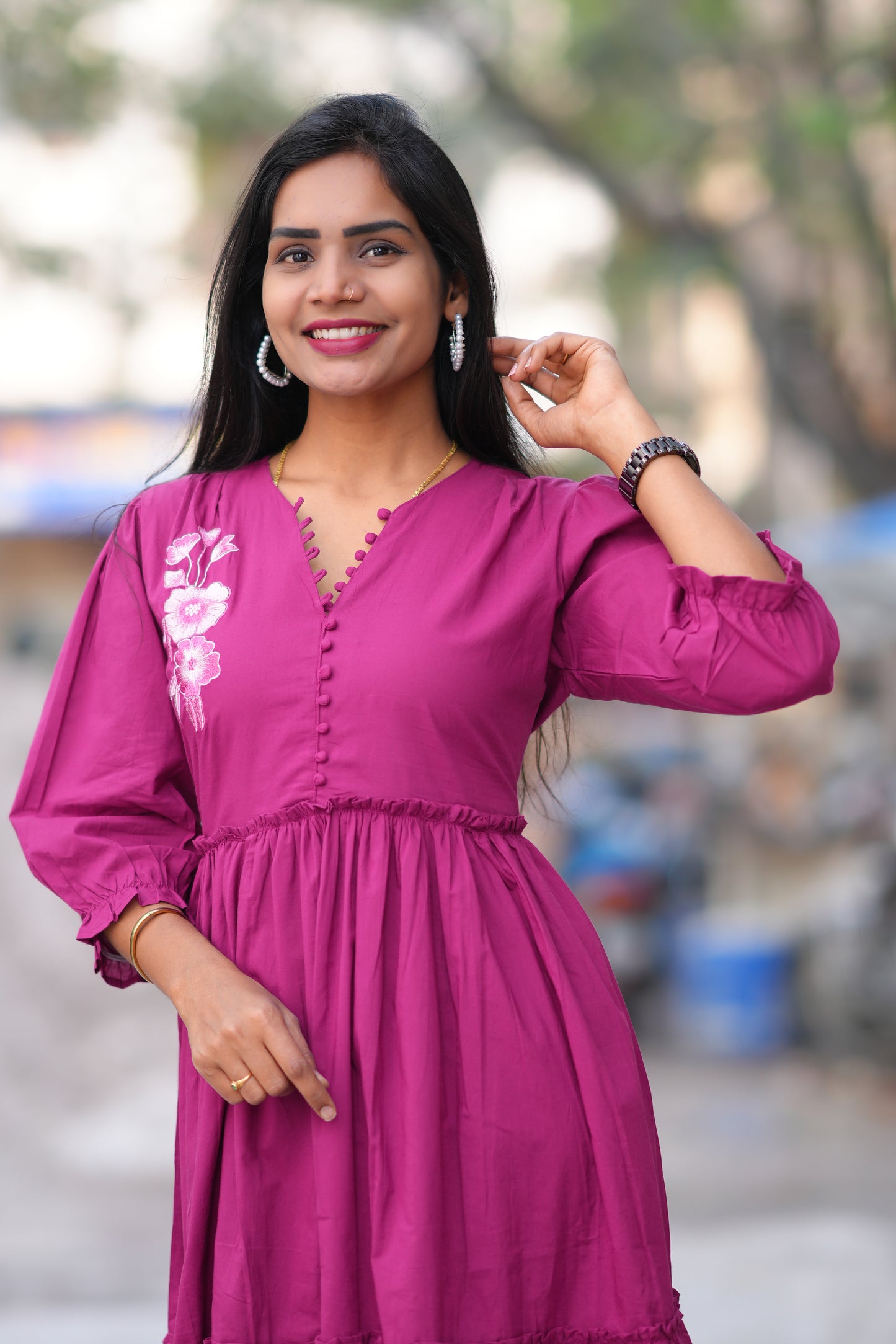 Purple Color Jaipuri Cotton Frock