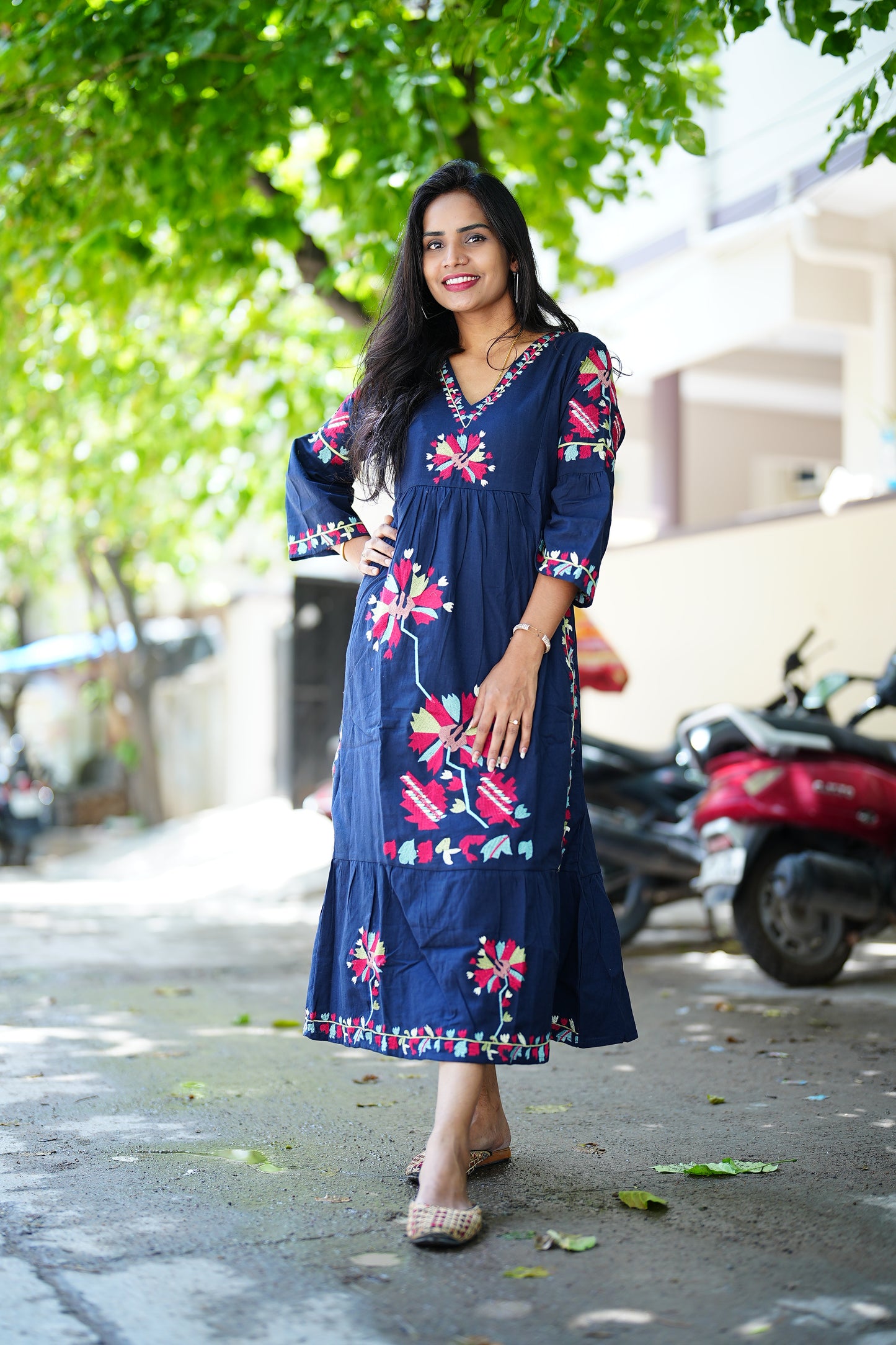 Jaipur Cotton Dark Blue Party Wear Maxi With Complete Lining