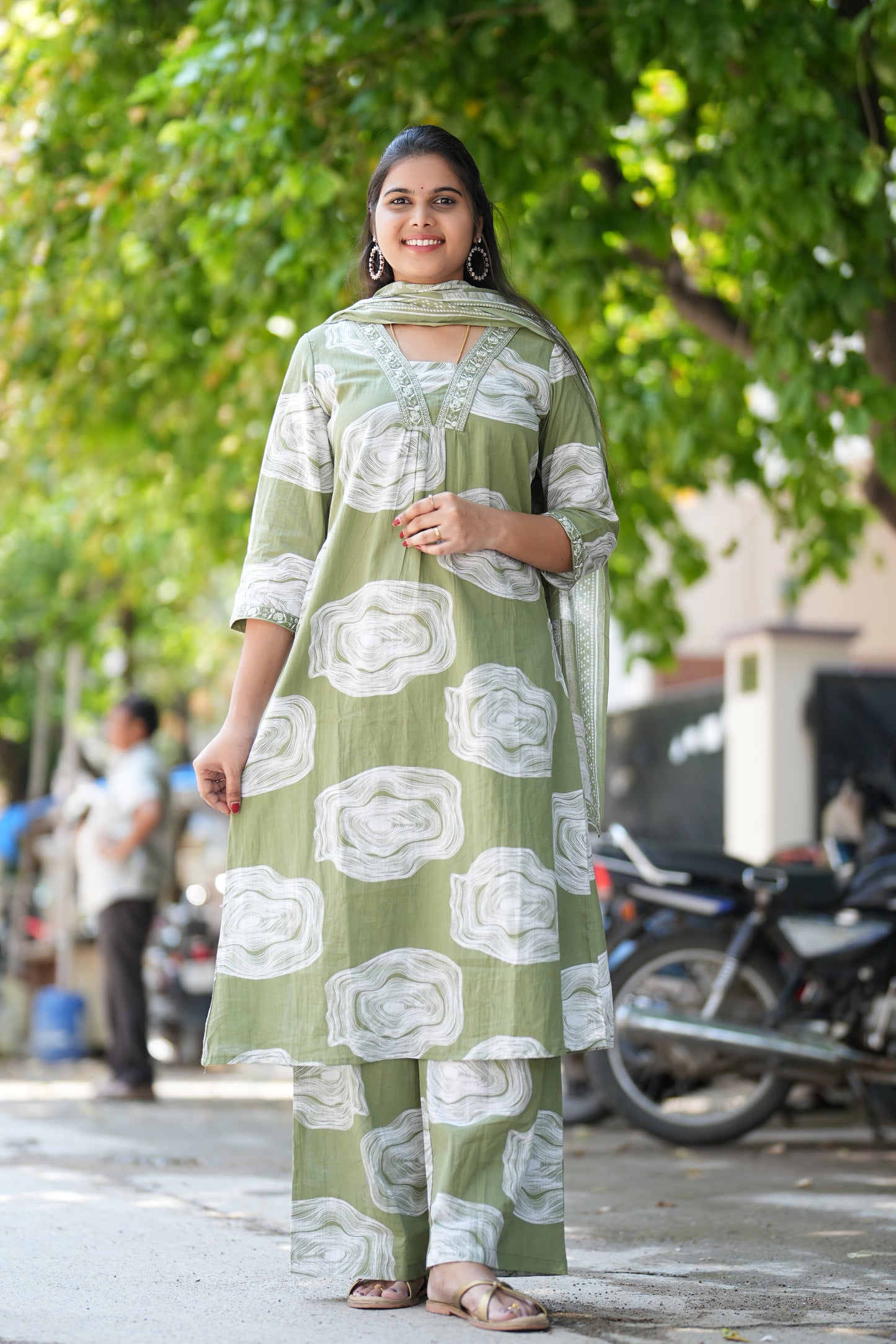 Jaipur Cotton A Line Office Wear 3 Piece Set With Palazzo Pant