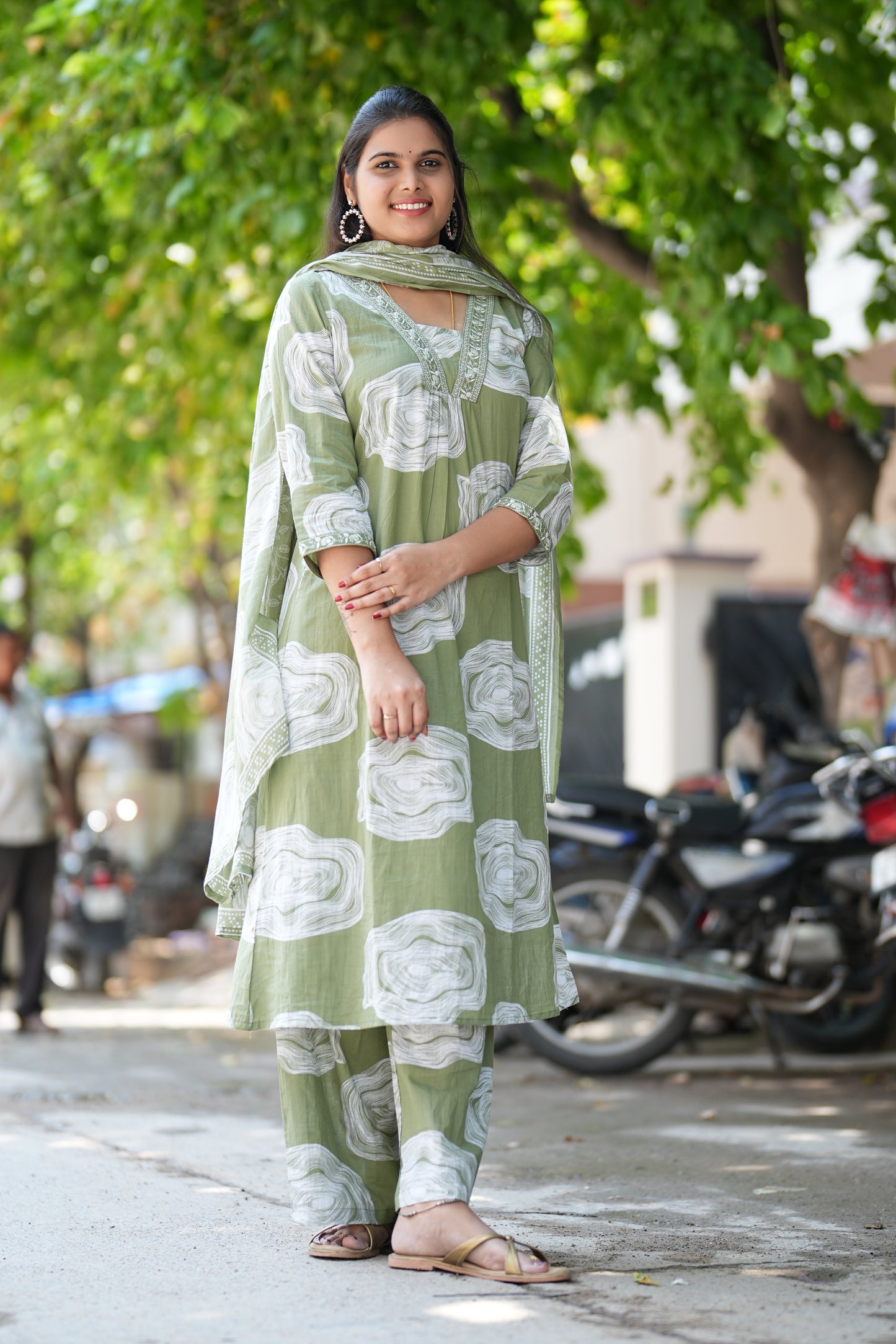 Jaipur Cotton A Line Office Wear 3 Piece Set With Palazzo Pant