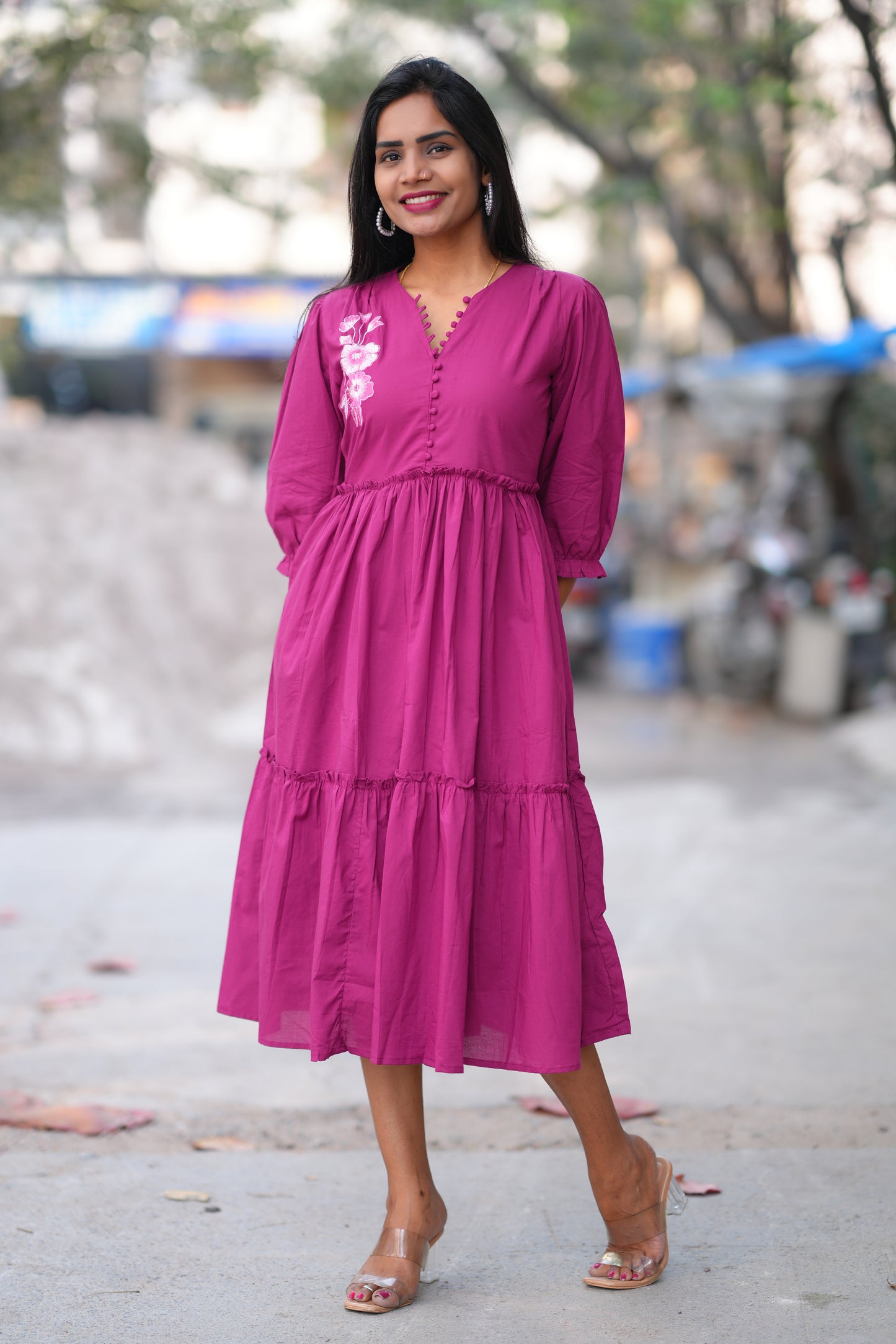 Purple Color Jaipuri Cotton Frock