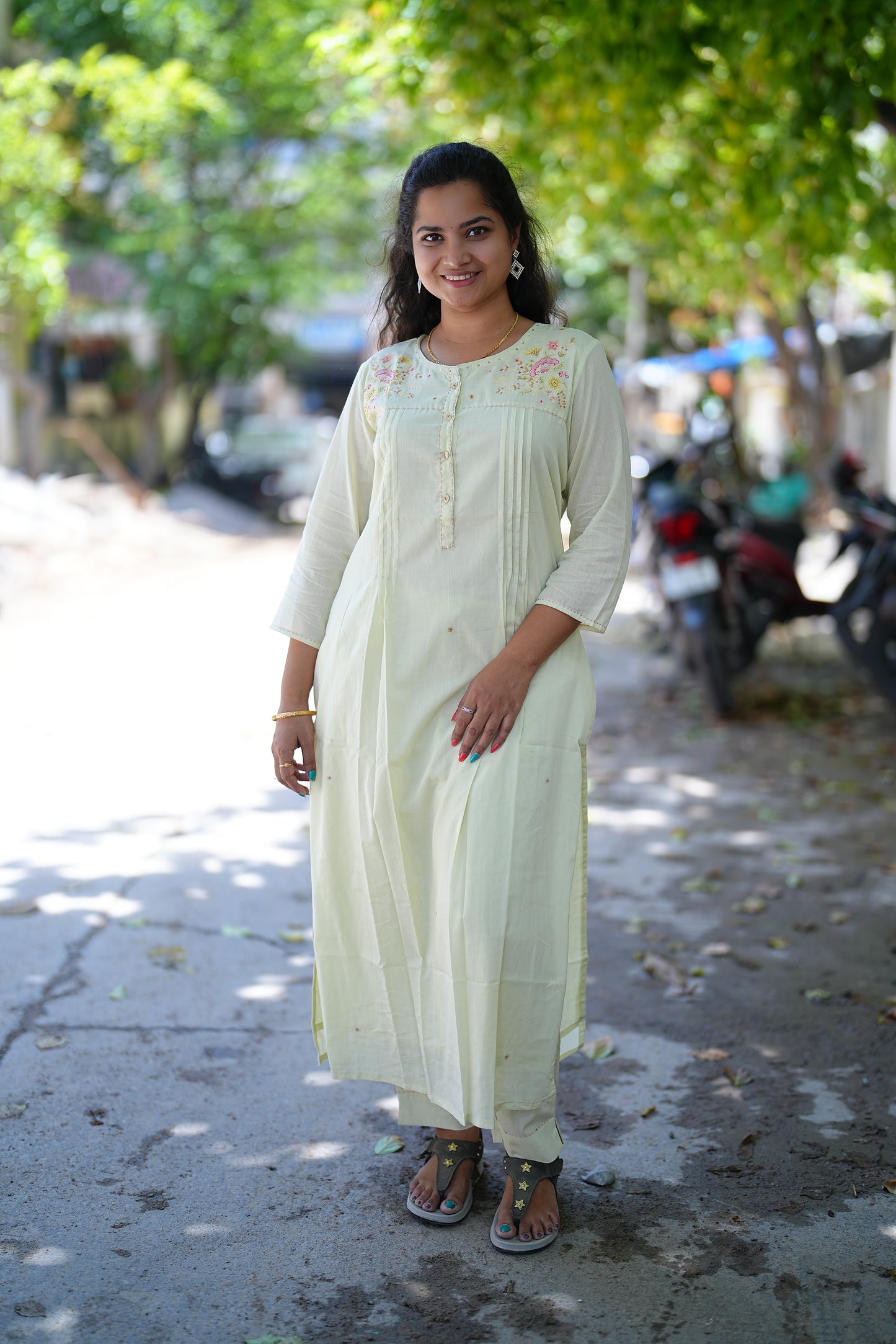 Pista Green Mul Mul Cotton Cord Set With Complete Cotton Lining