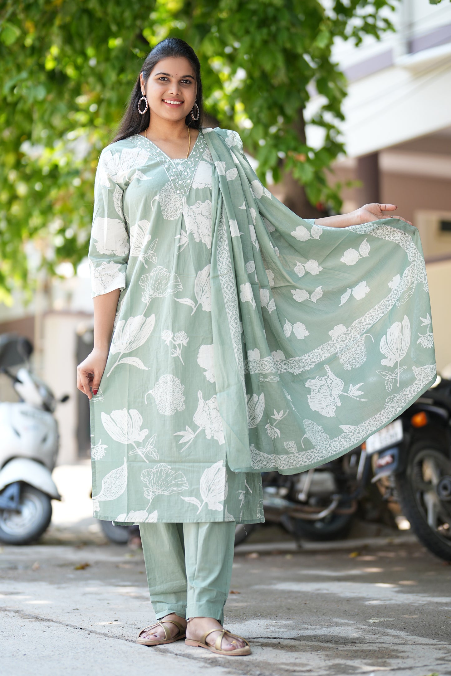 Jaipur Cotton Straight Cut Office Wear 3 Piece Set