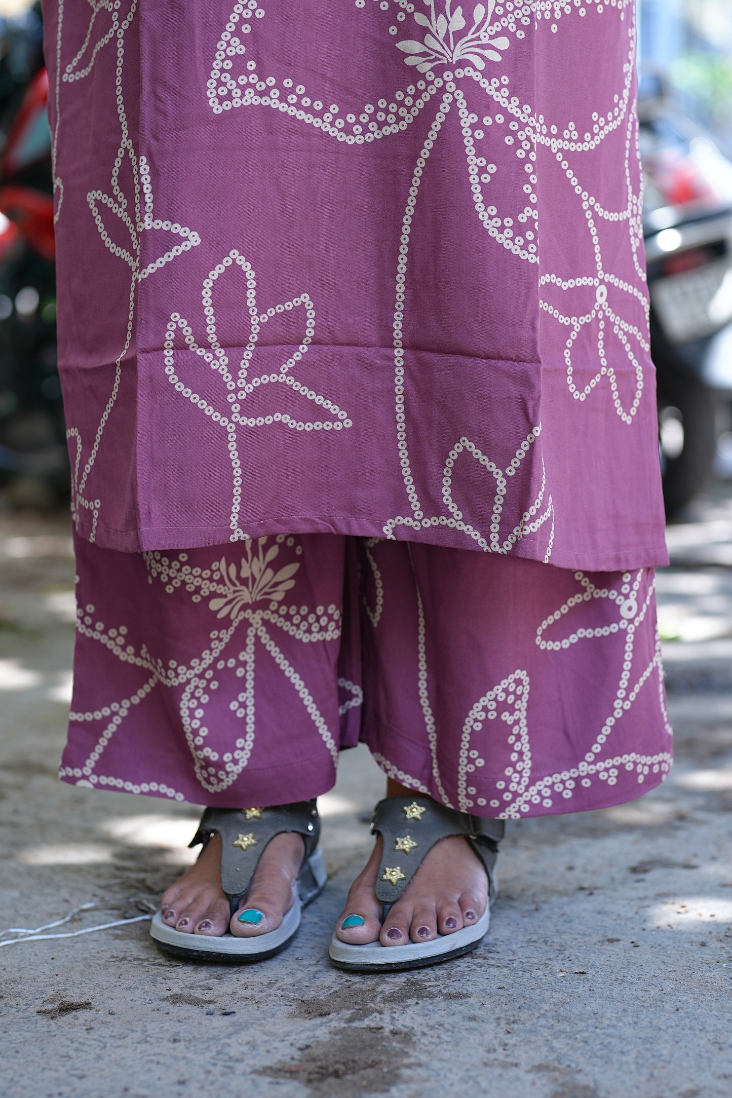 Onion Pink Heavy Rayon Cord Set With Palazzo Pant