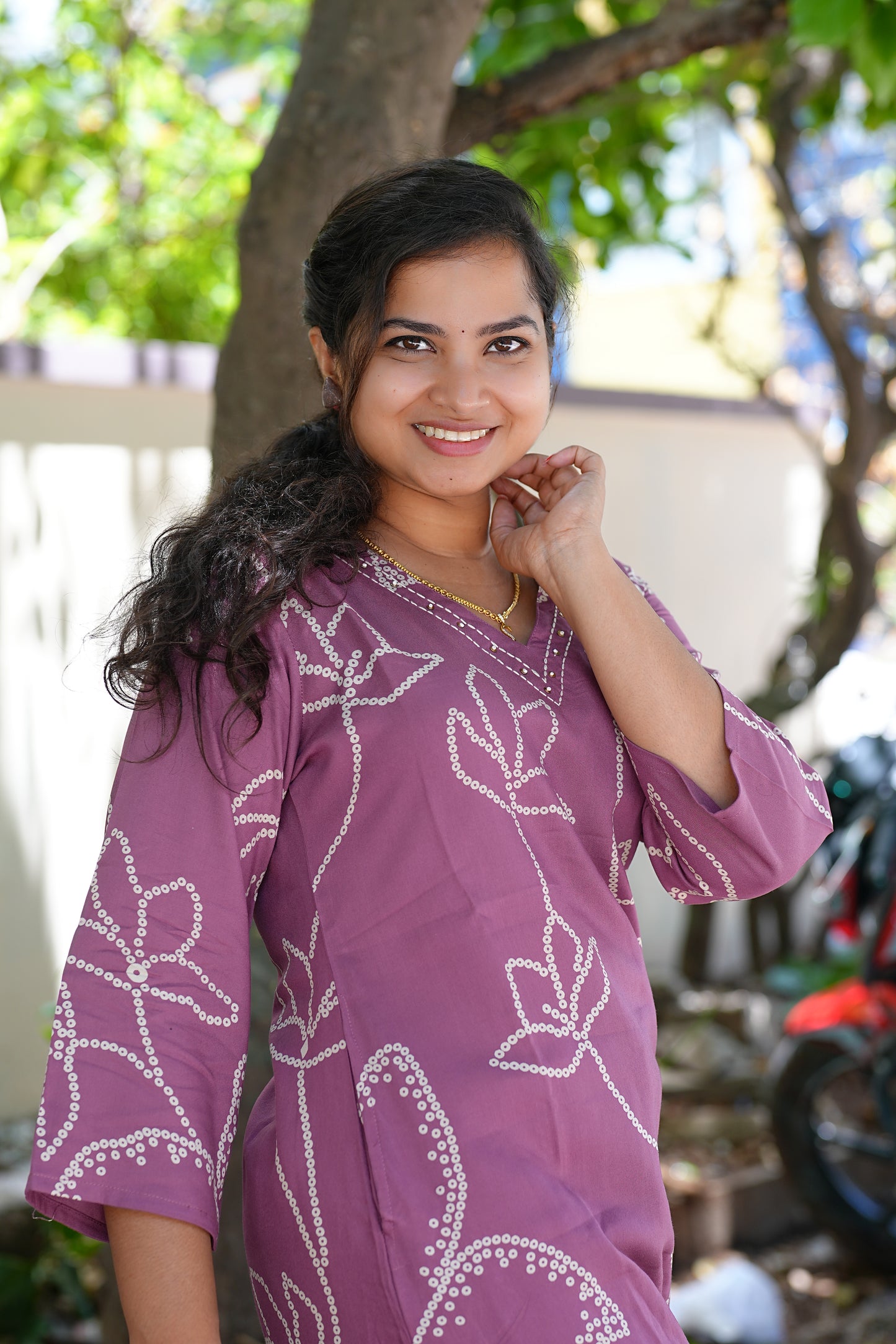 Onion Pink Heavy Rayon Cord Set With Palazzo Pant