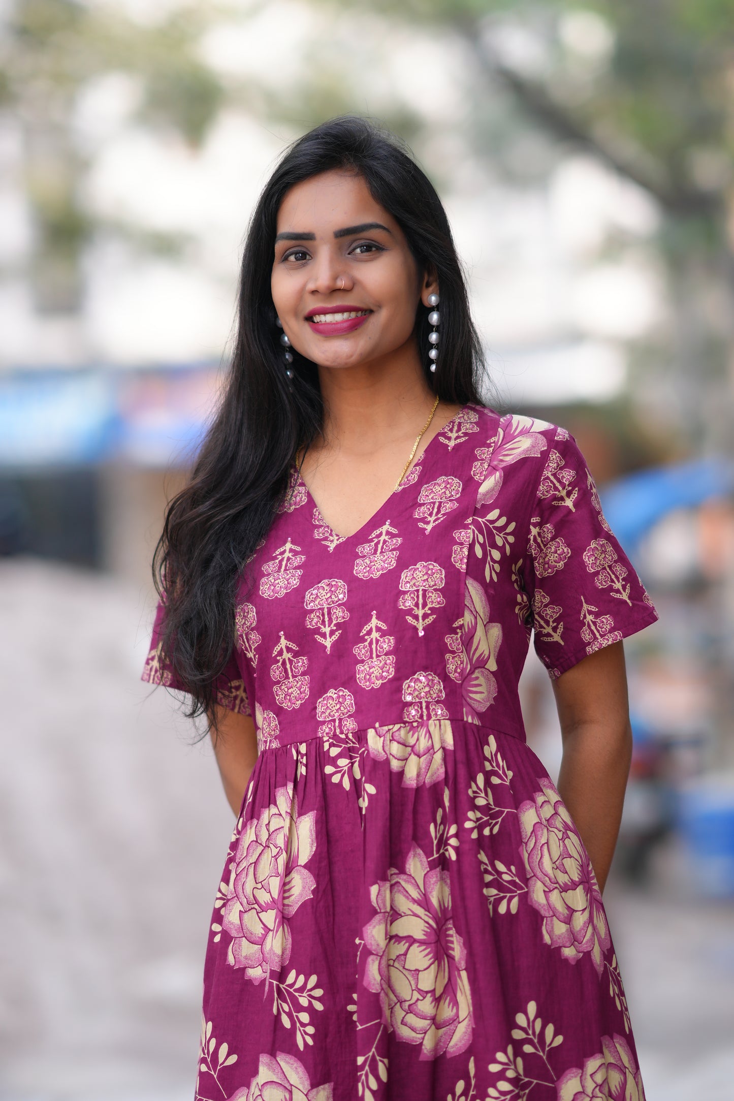 Wine Color Jaipur Cotton A Line 2 Piece Set