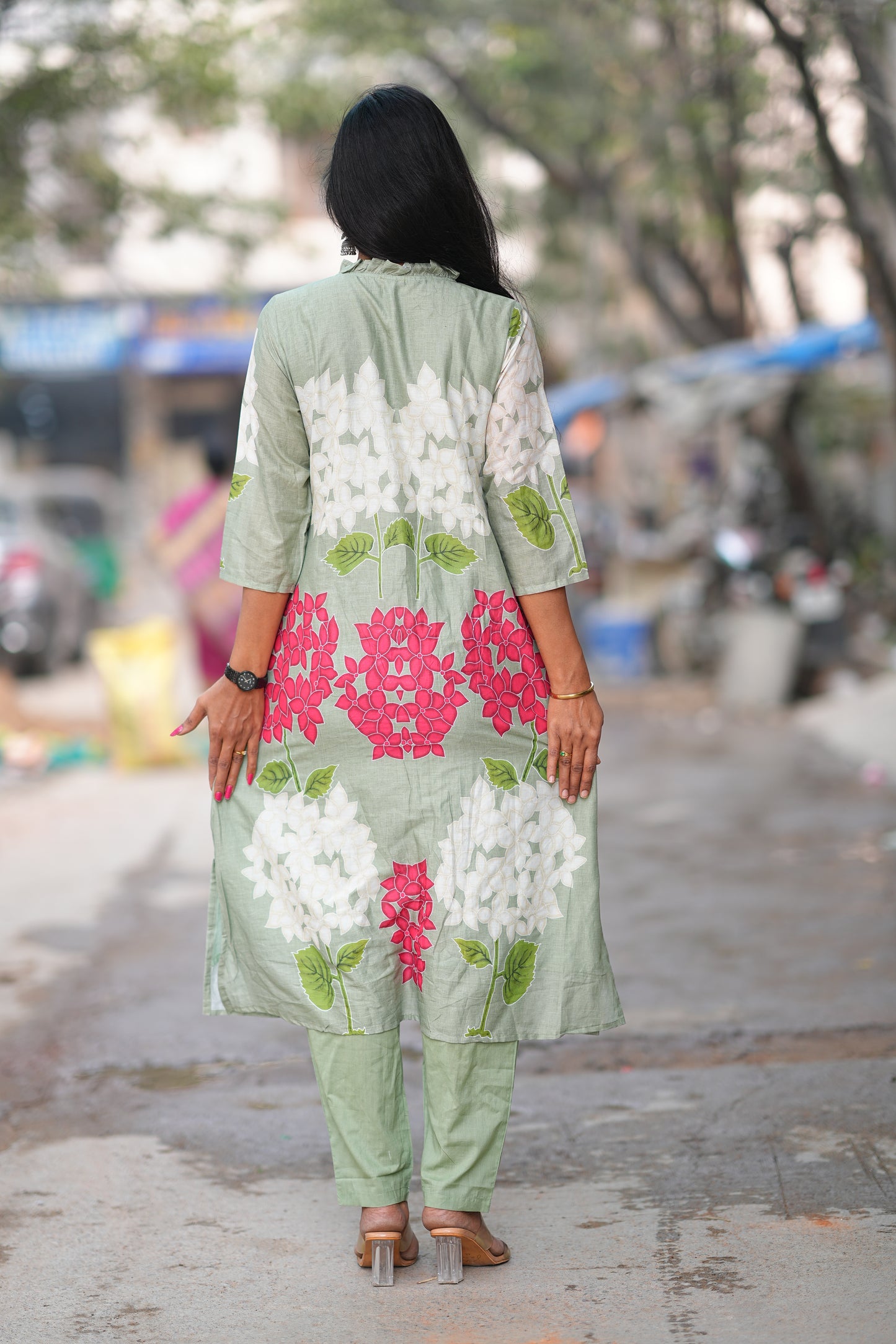 Green Color Pure Mul Cotton Desiner Wear Cordset with Lining