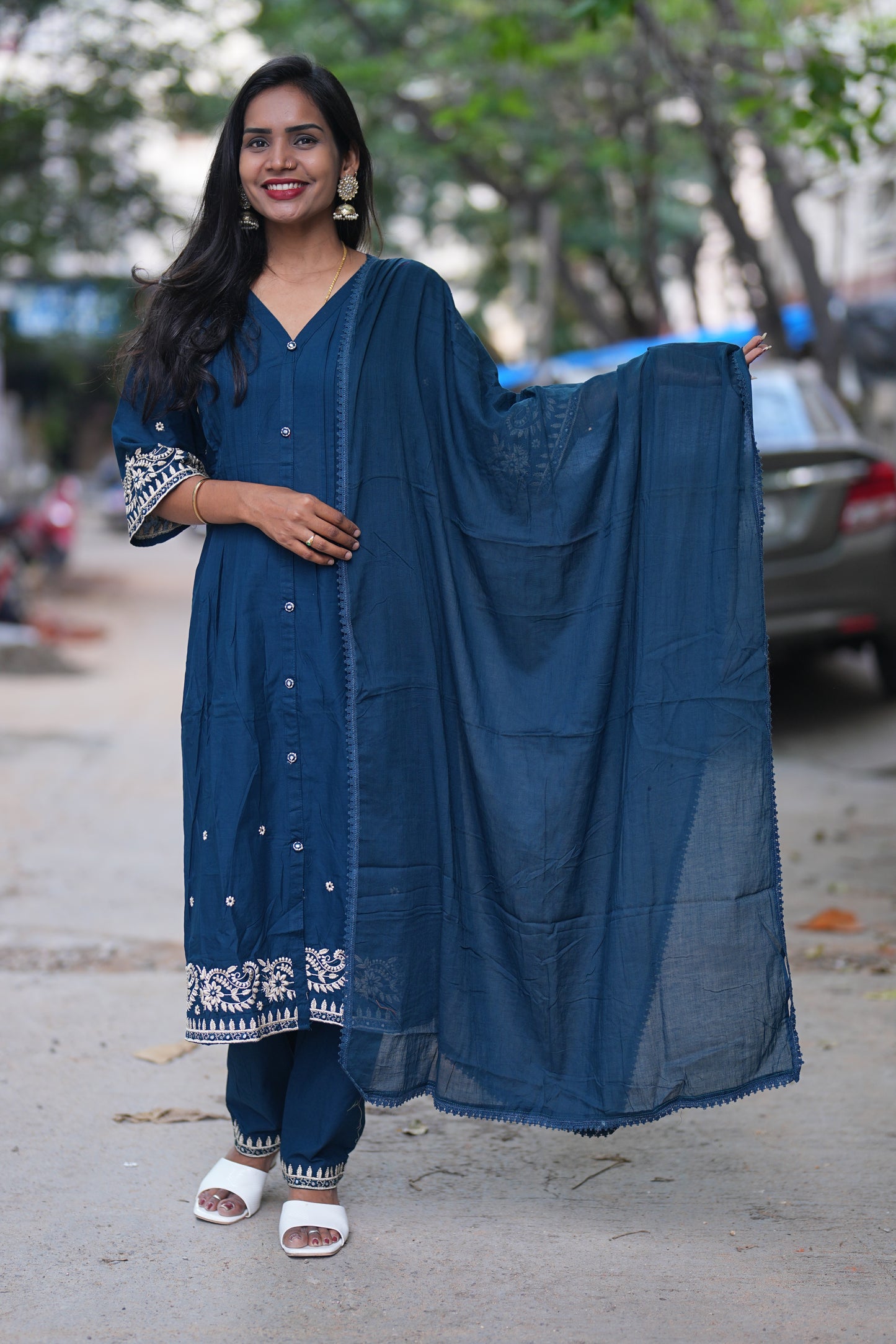 Blue Color Festive Wear 3 Piece Set