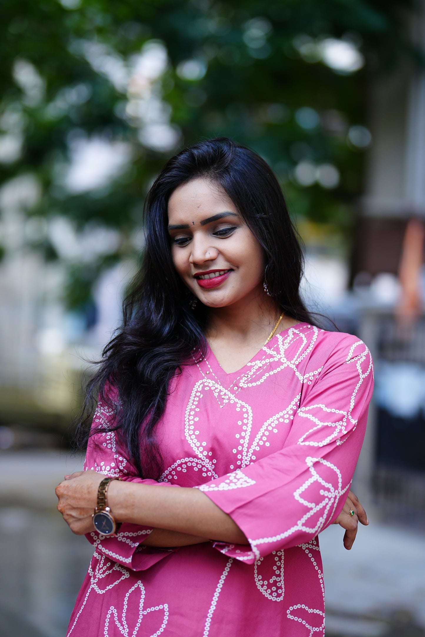 Pink Heavy Rayon Cord Set With Palazzo Pant