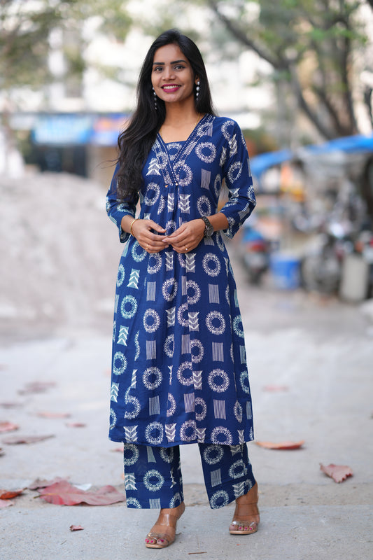 Blue Color Jaipur Cotton 2 Piece Set With Lining