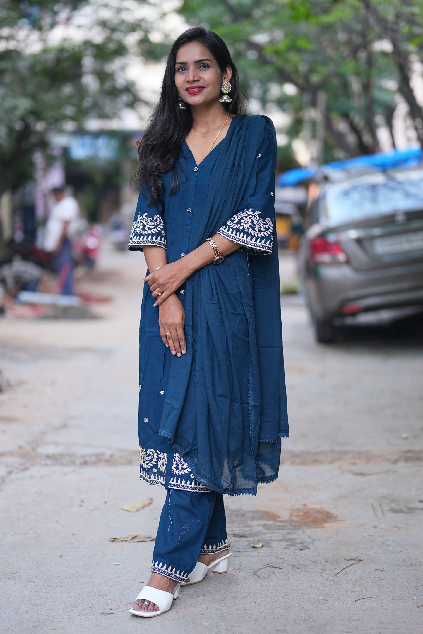 Blue Color Festive Wear 3 Piece Set